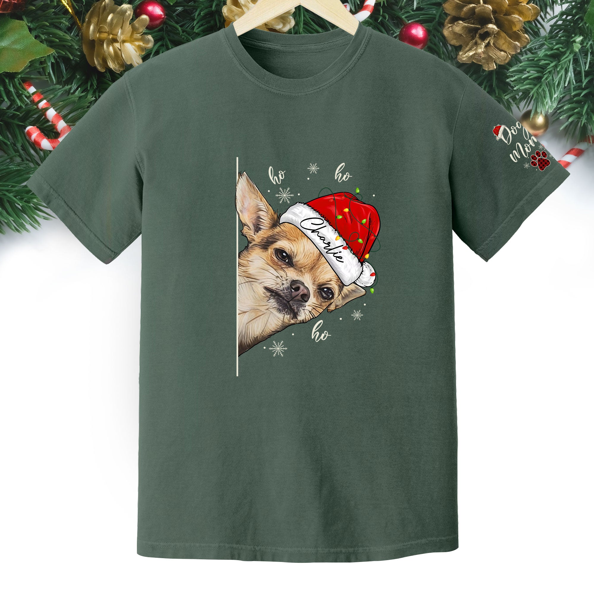 Custom Pet T-Shirt – Personalized Dog Photo Shirt, Christmas Gift for Women Dog Mom