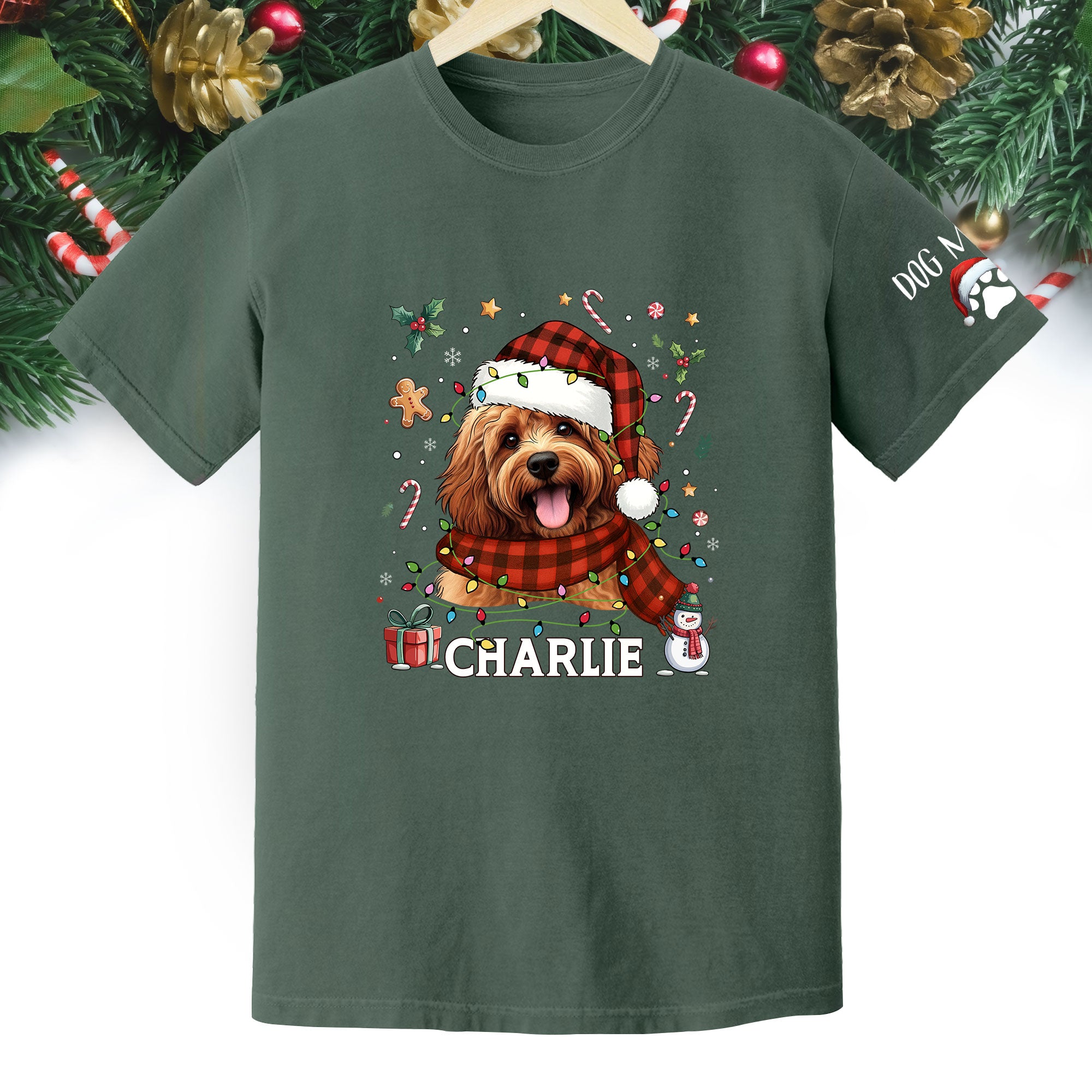 Custom Dog Christmas T-Shirt – Personalized Pet Photo Shirt, Holiday Gift for Dog Mom