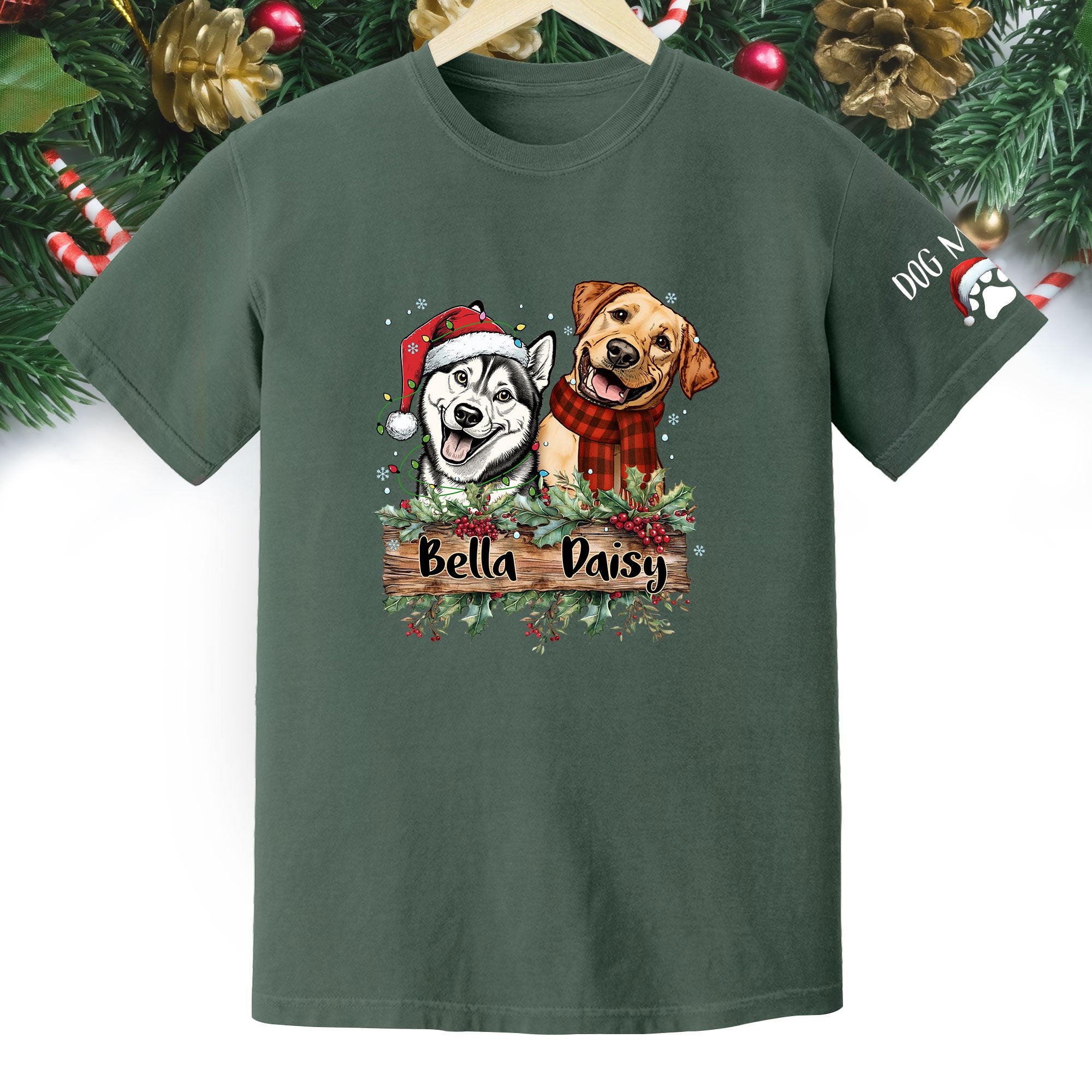 Christmas Dog T-Shirt – Custom Pet Photo Tee, Personalized Holiday Gift for Dog Lovers