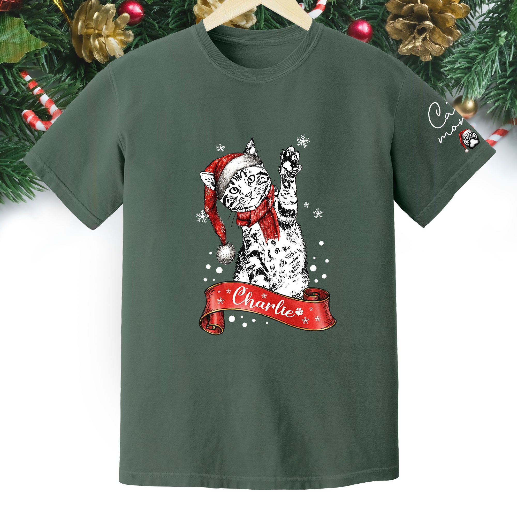 Personalized Cat Lover T-Shirt – Custom Pet Photo Christmas Shirt, Gift for Pet Lovers