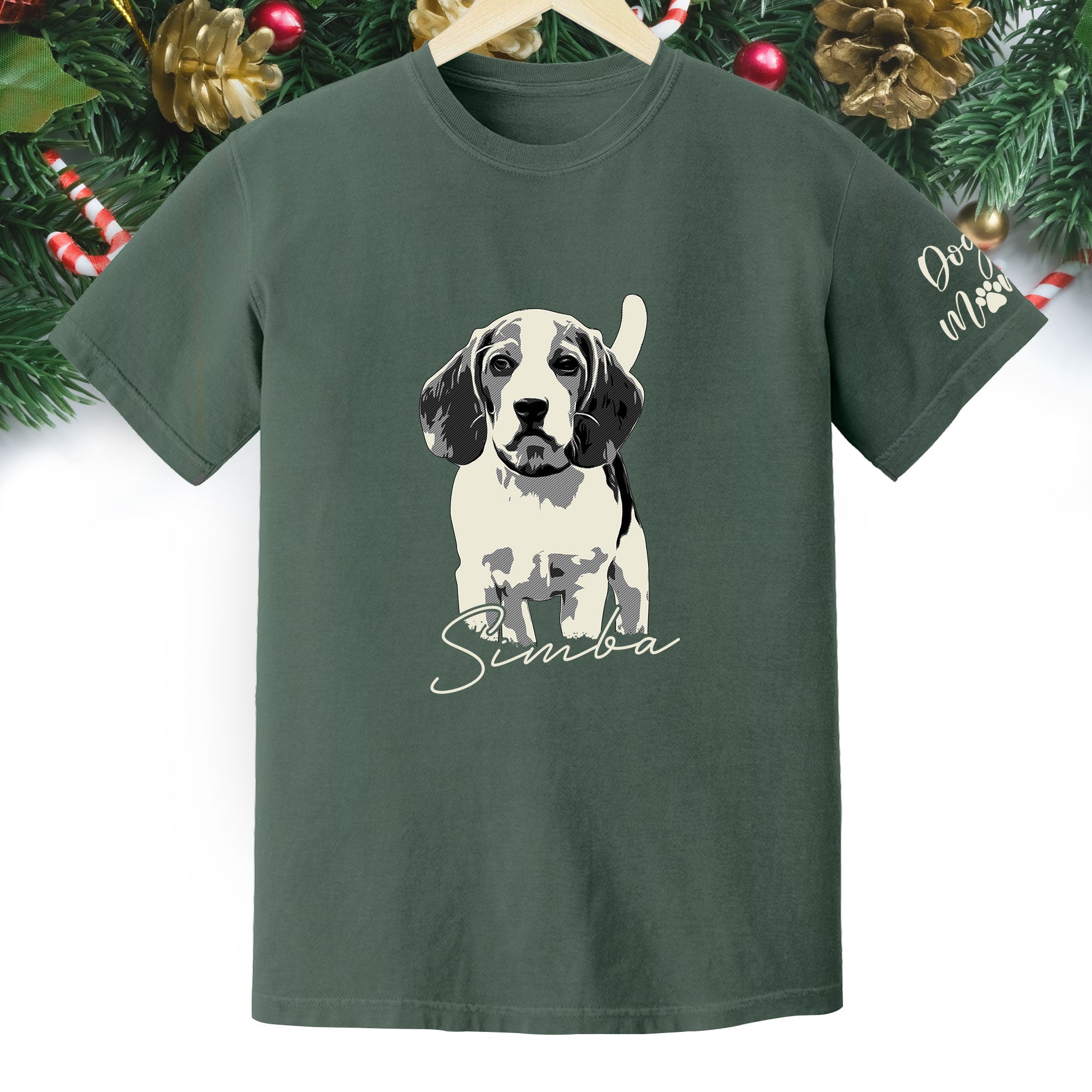 Custom Dog Lover T-Shirt with Name & Sleeve Print – Personalized Pet Graphic Tee