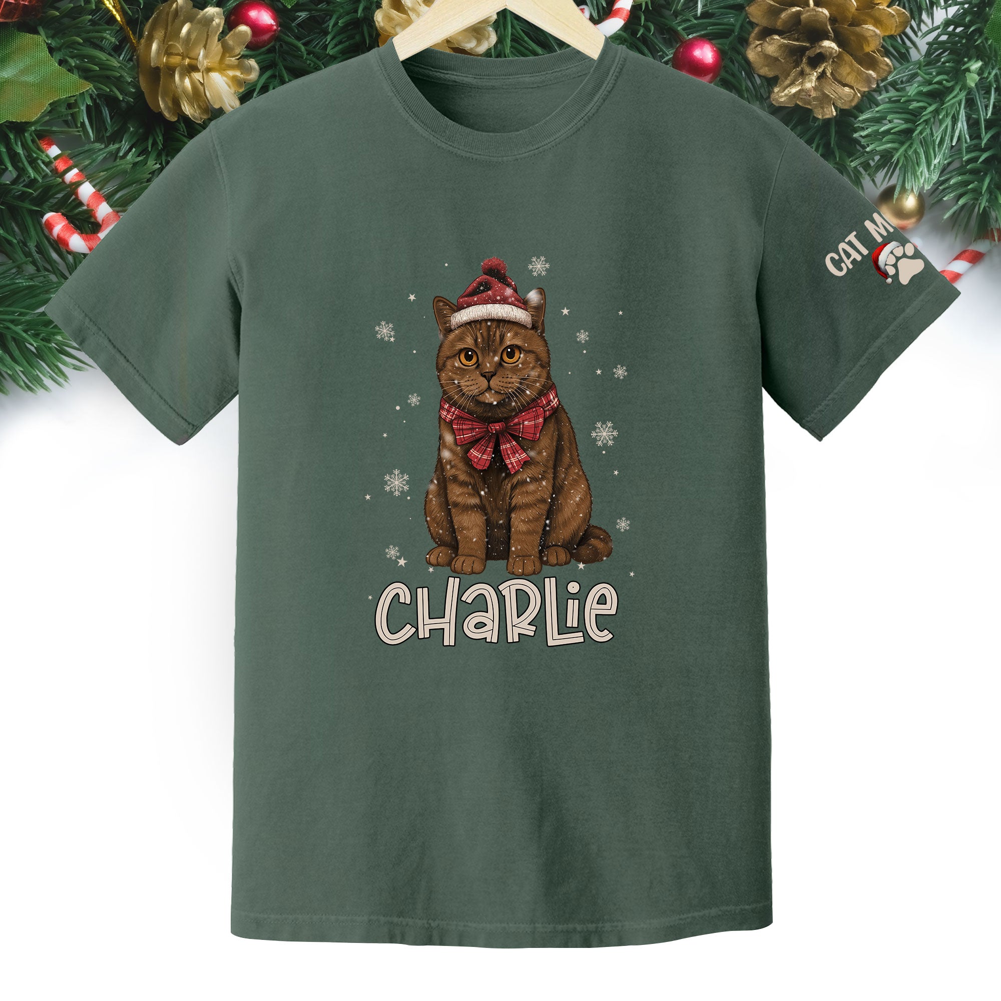 Personalized Cat Christmas Shirt – Custom Pet Photo Tee, Holiday Gift for Cat Mom