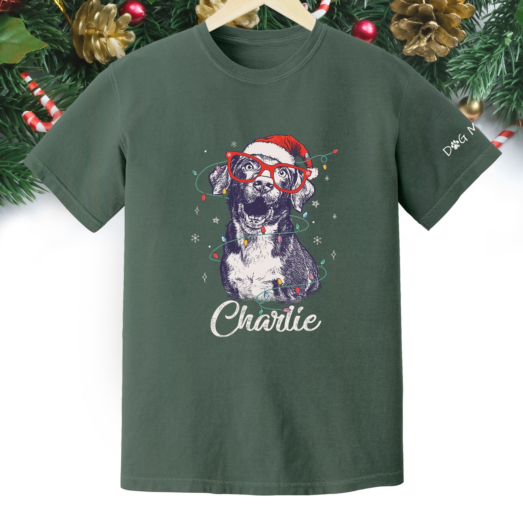 Personalized Dog Christmas Shirt – Custom Pet Photo Tee, Holiday Gift for Dog Mom