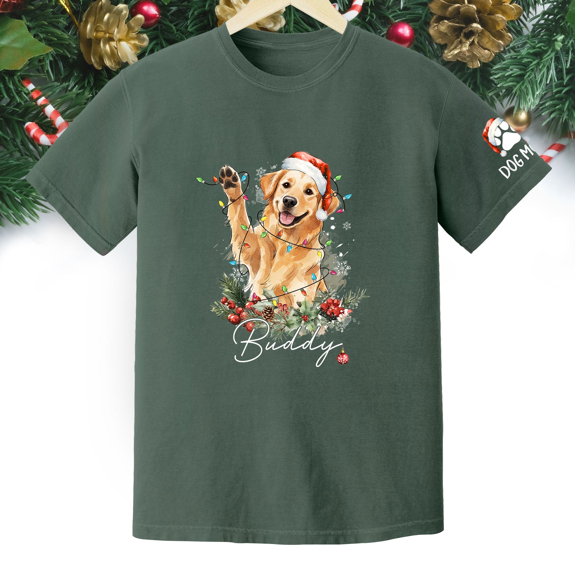 Custom Pet Photo T-Shirt – Personalized Dog Christmas Tee, Funny Gift for Dog Lovers