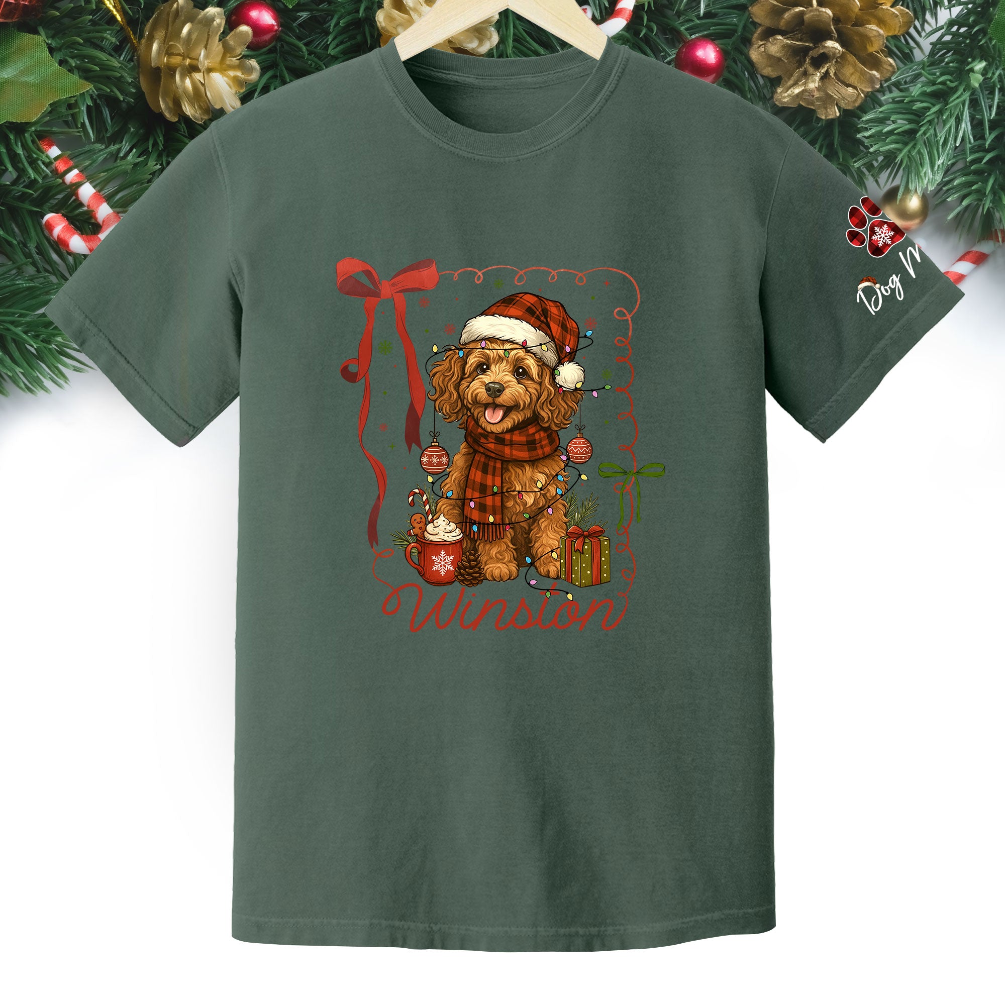 Dog Mom Christmas Shirt – Custom Pet Face T-Shirt, Personalized Holiday Gift Idea