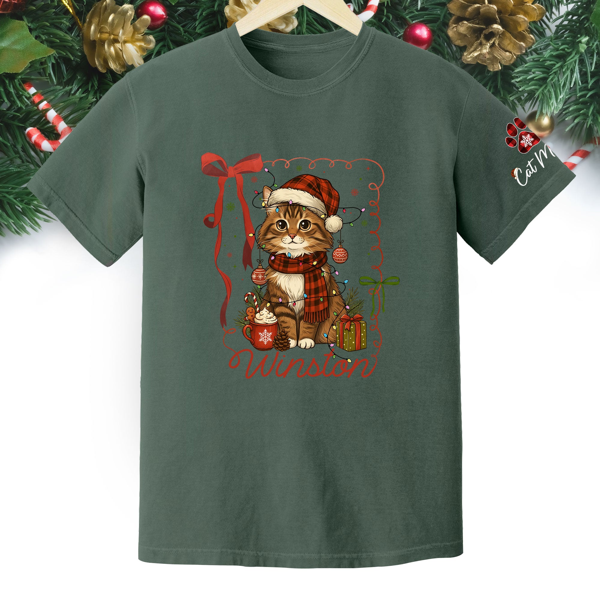 Custom Pet Christmas Shirt – Personalized Cat Photo Tee, Funny Holiday Gift for Pet Lovers