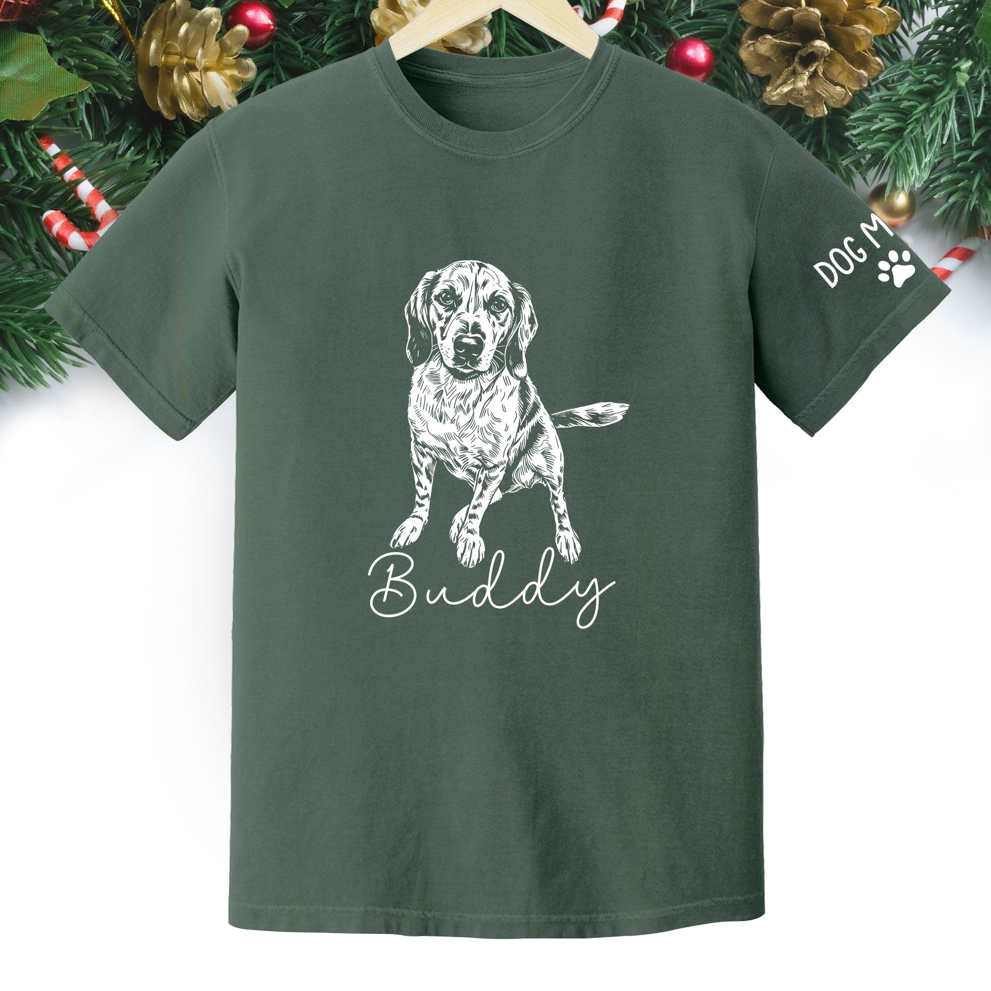 Personalized Dog Mom T-Shirt, Custom Dog Line Art Tee with Pet Name, Unique Gift for Dog Lovers
