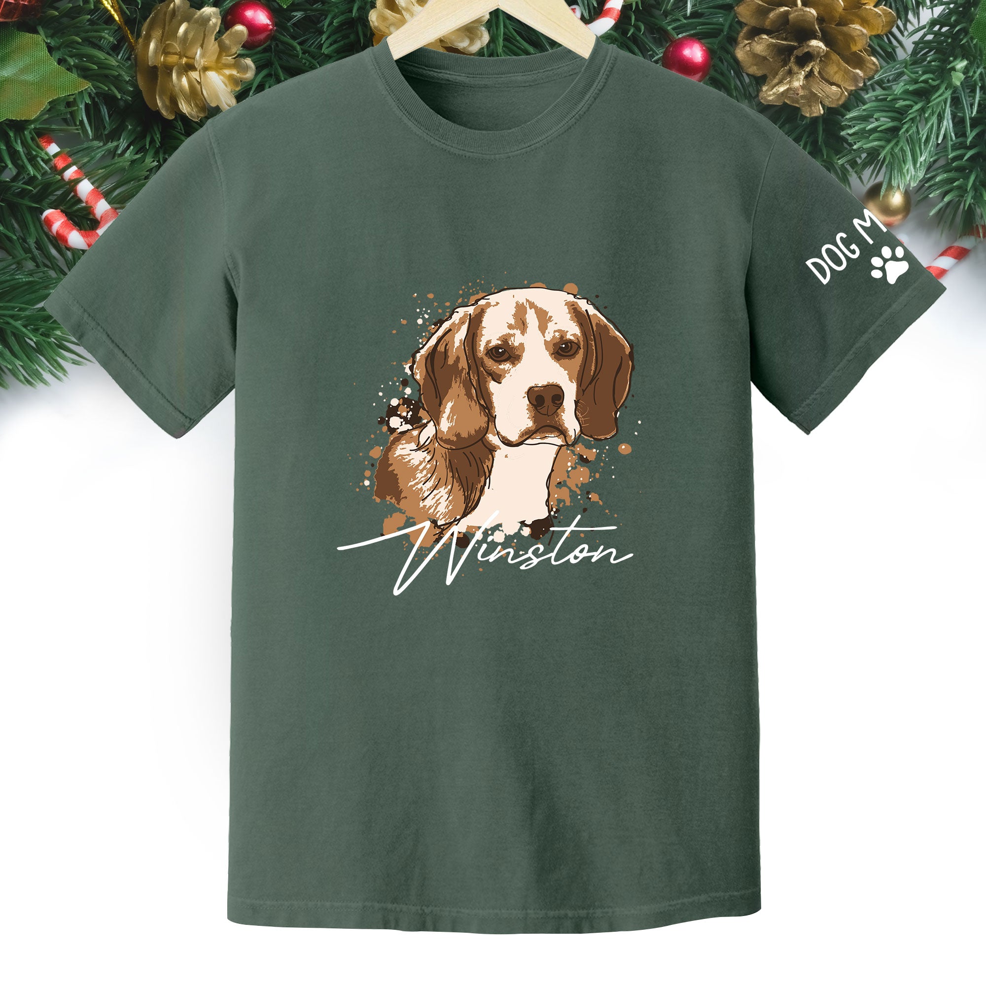 Personalized Dog Mom T-Shirt – Custom Dog Portrait Shirt with Pet Photo & Name, Unique Gift for Pet Lovers