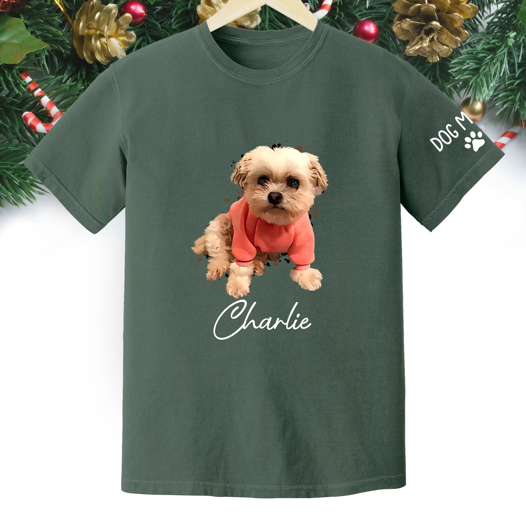 Personalized Dog Mom T-Shirt – Custom Dog Photo Shirt with Pet Name, Cute Gift for Pet Lovers