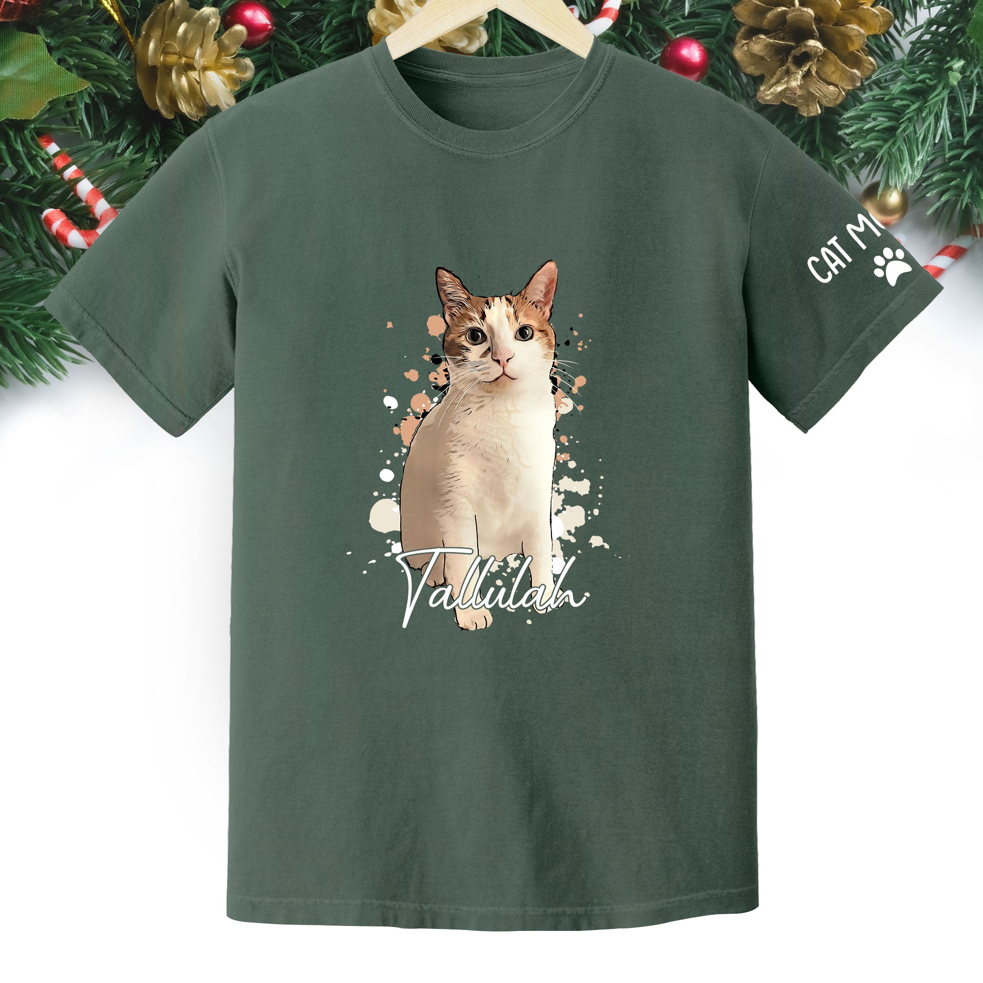 Personalized Cat Mom T-Shirt – Custom Cat Photo Shirt with Pet Name, Unique Gift for Cat Lovers