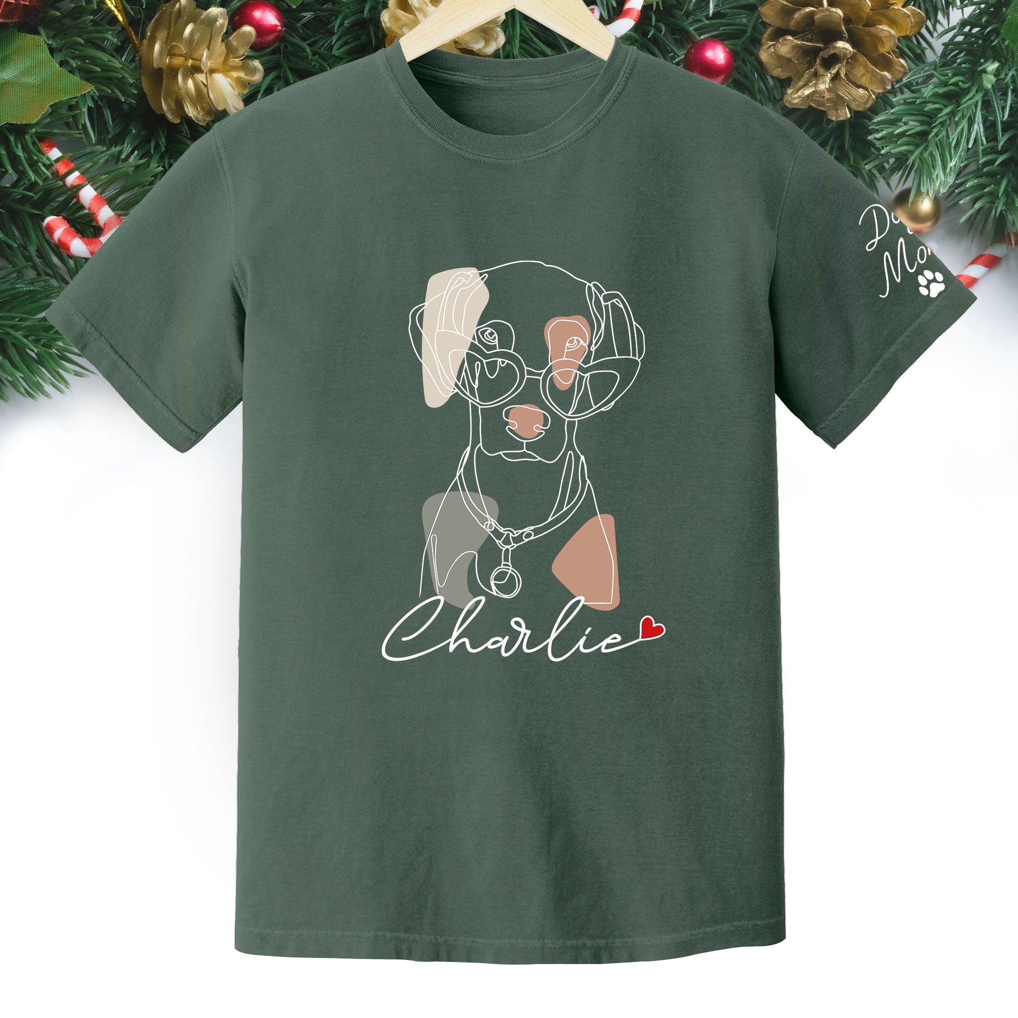 Christmas Dog Mom T-Shirt – Personalized Pet Photo Shirt, Custom Holiday Gift for Women