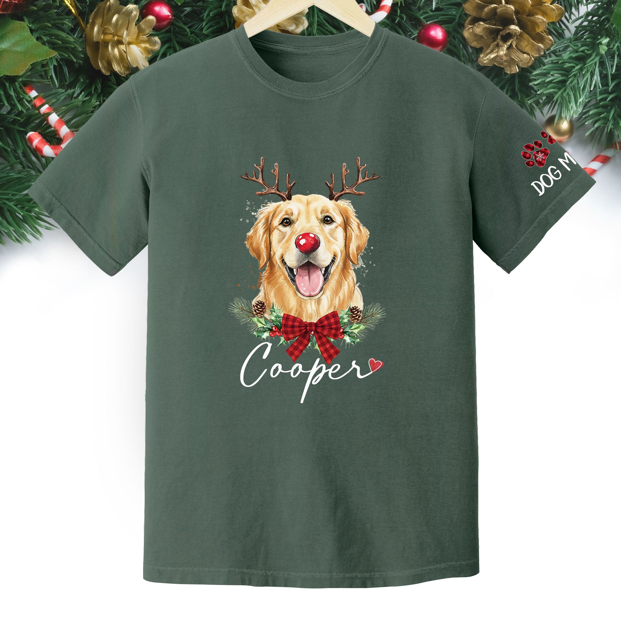 Dog Mom Christmas T-Shirt – Cute Personalized Holiday Tee for Pet Lovers