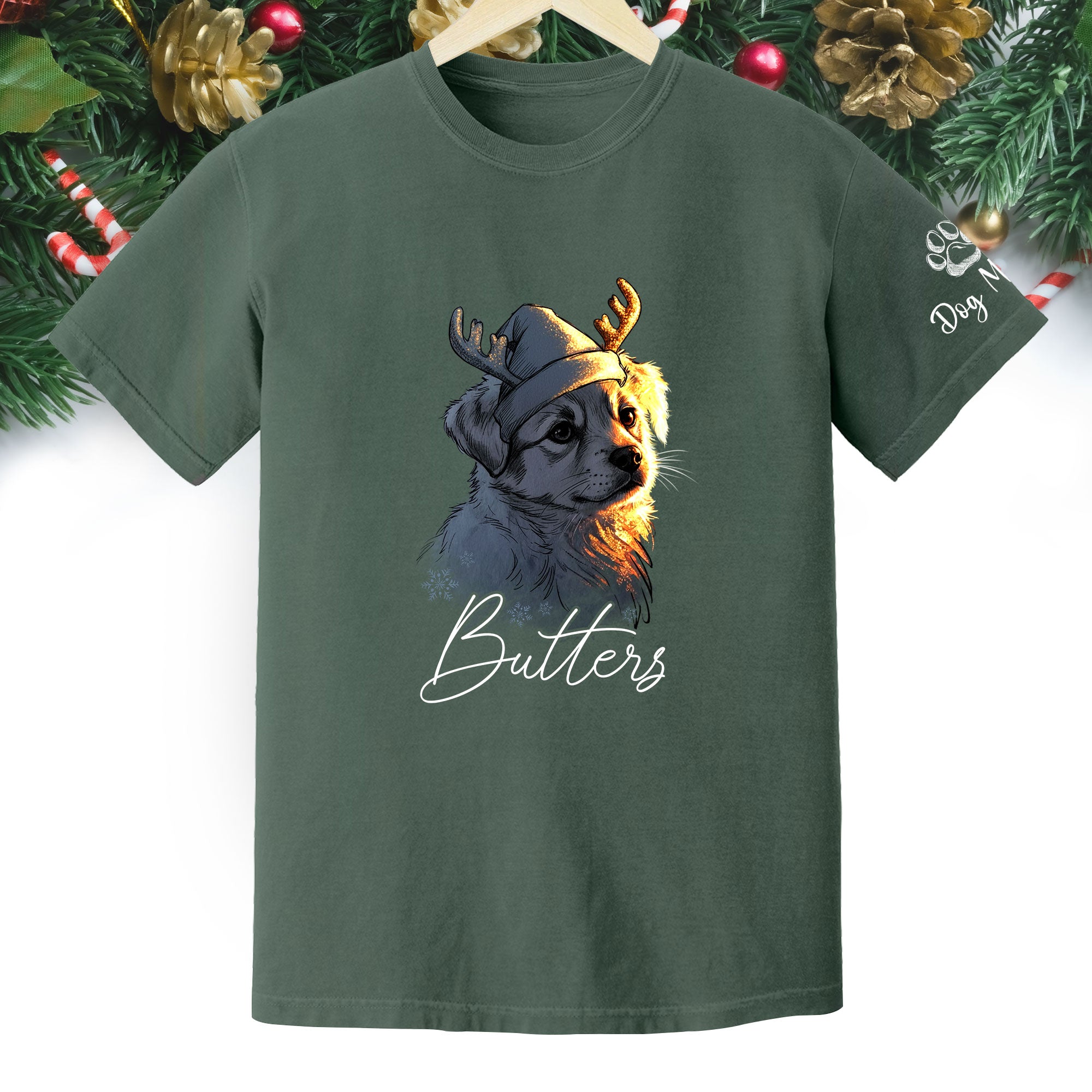 Festive Dog Mom Tee – Christmas Shirt for Women Who Love Their Pup