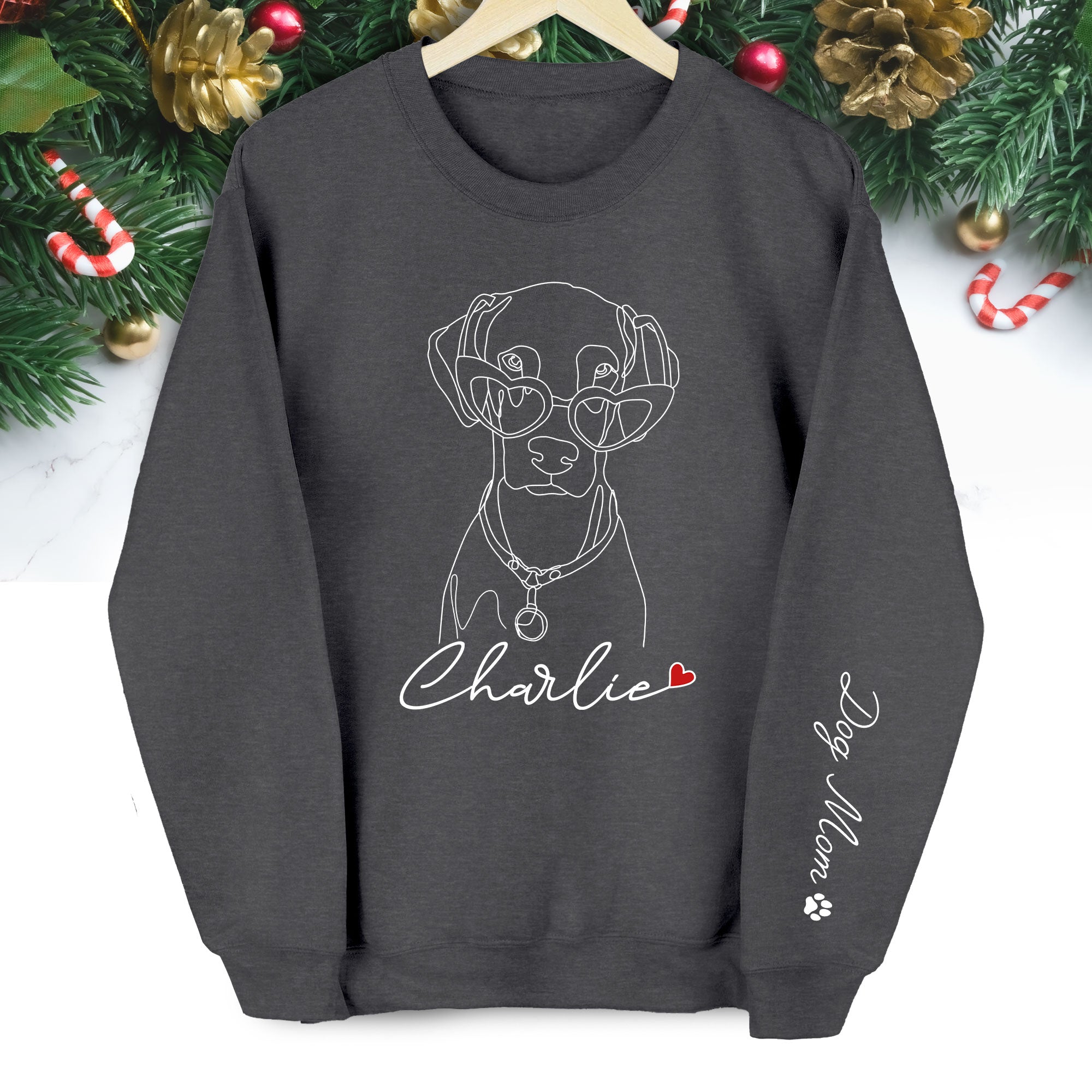 Custom Dog Sweatshirt for Dog Moms – Personalized with Your Pet’s Line Art