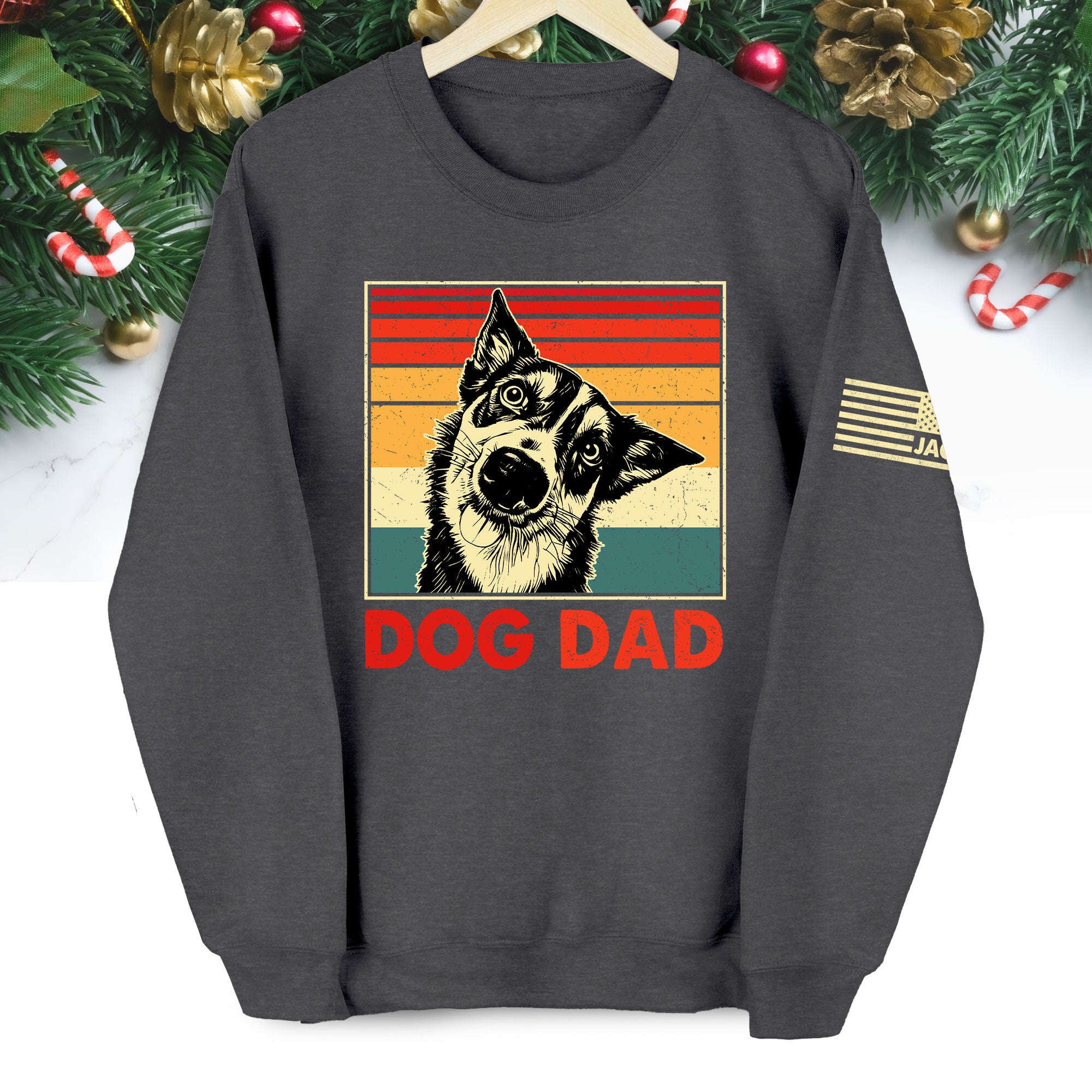 Personalized Dog Dad Sweatshirt – Custom Retro Dog Art, Perfect Gift for Dog Lovers