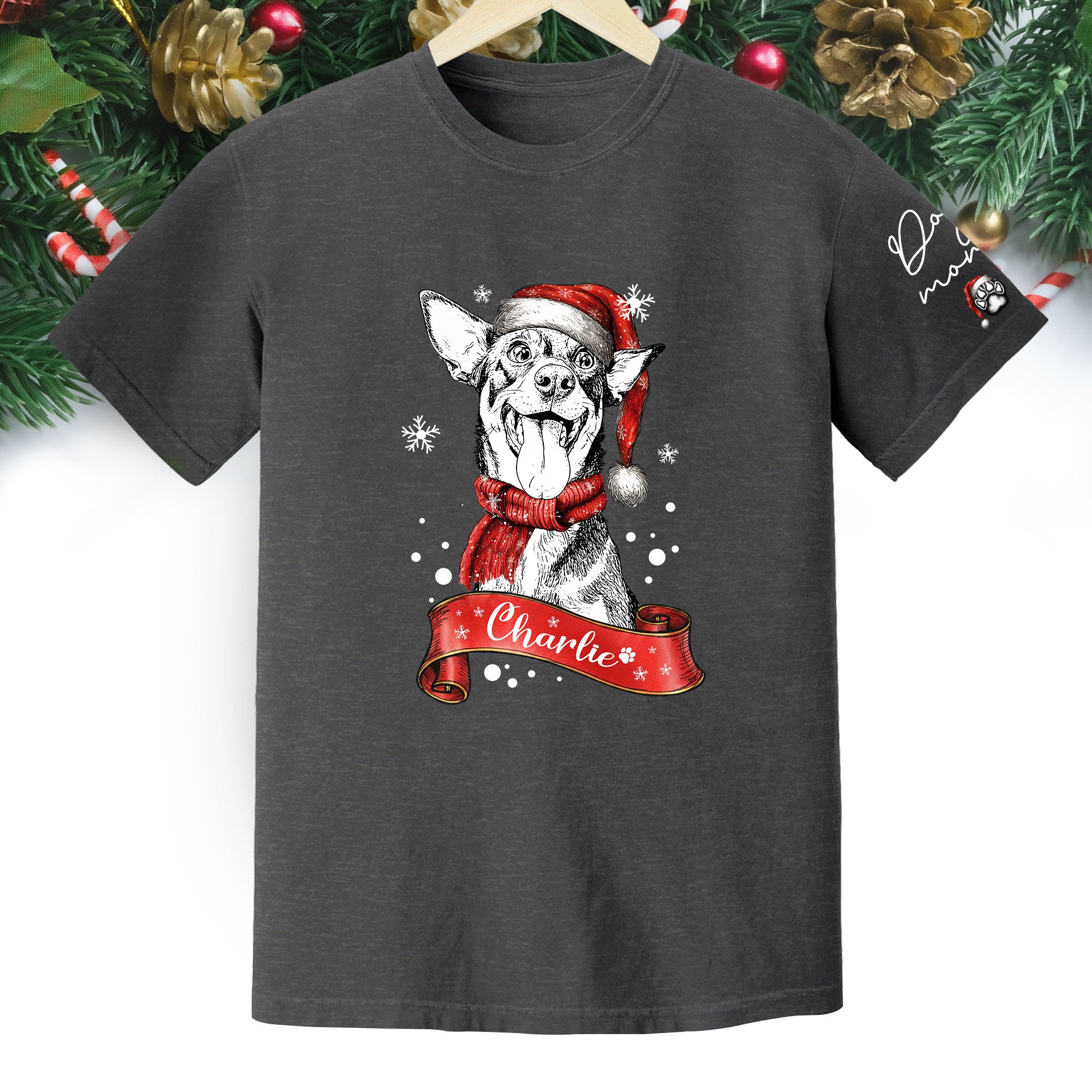 Christmas Dog T-Shirt – Custom Pet Photo Shirt, Funny Personalized Gift for Pet Lover
