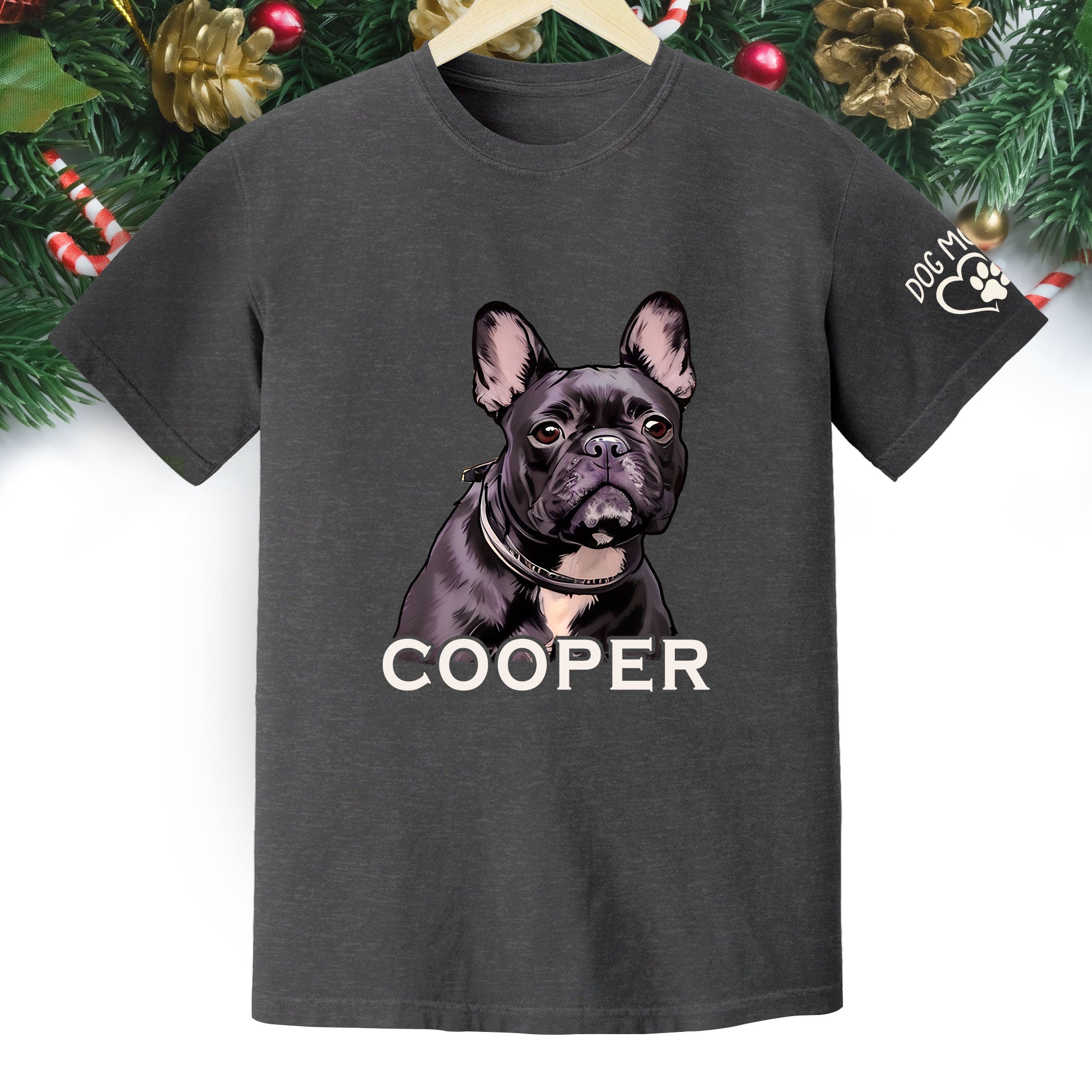 Custom Dog Mom T-Shirt – Personalized Pet Portrait & Name, Cute Dog Lover Gift