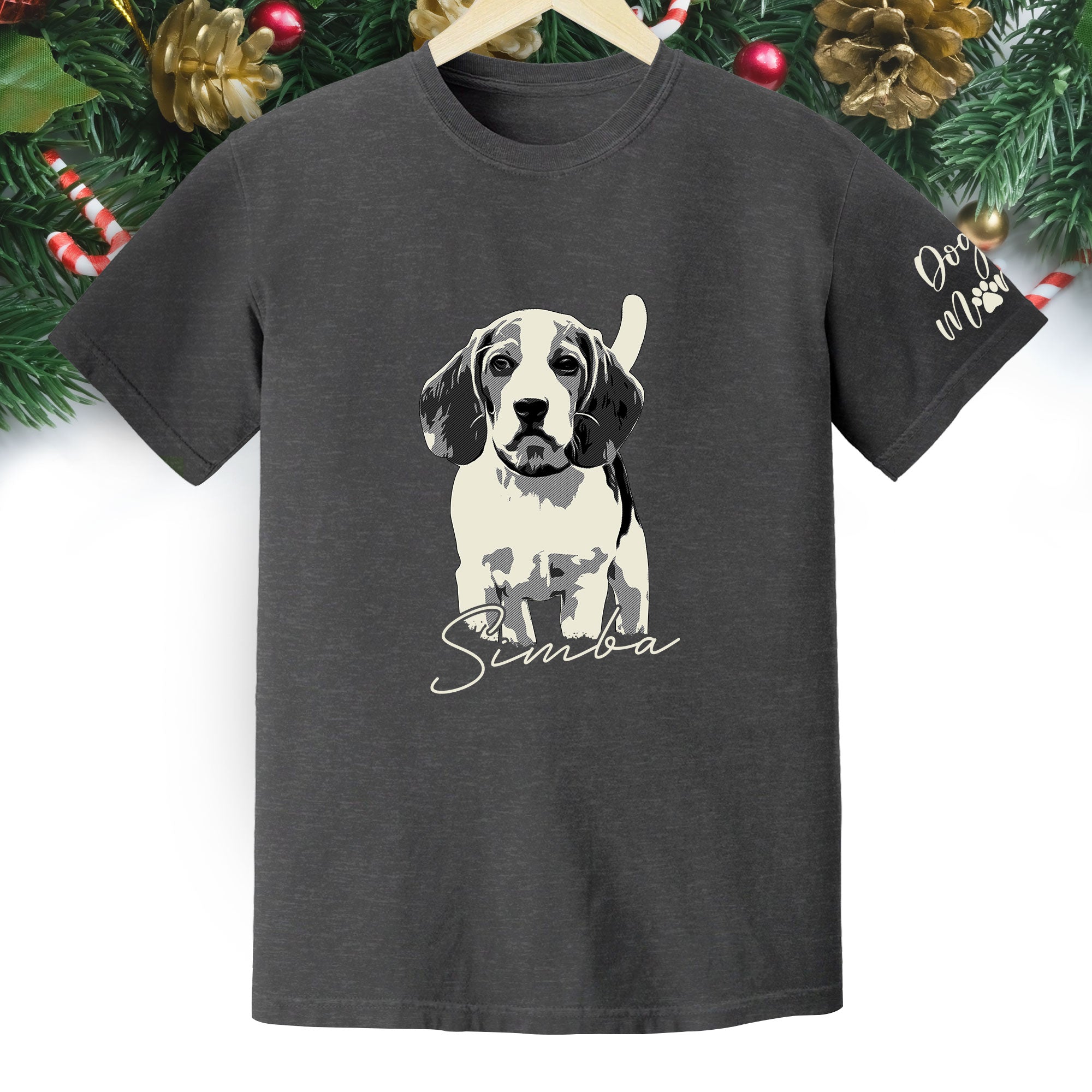 Custom Dog Lover T-Shirt with Name & Sleeve Print – Personalized Pet Graphic Tee