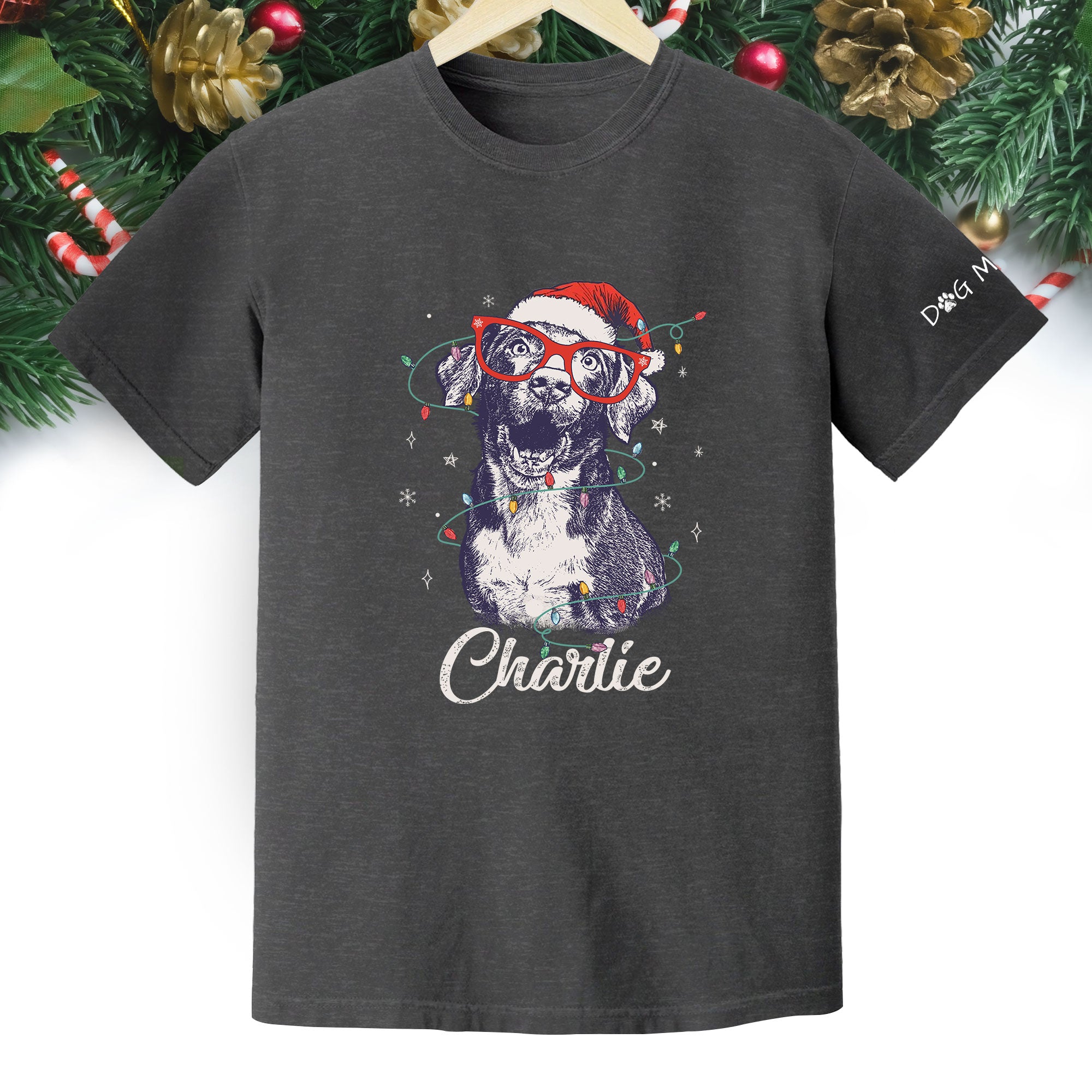 Personalized Dog Christmas Shirt – Custom Pet Photo Tee, Holiday Gift for Dog Mom