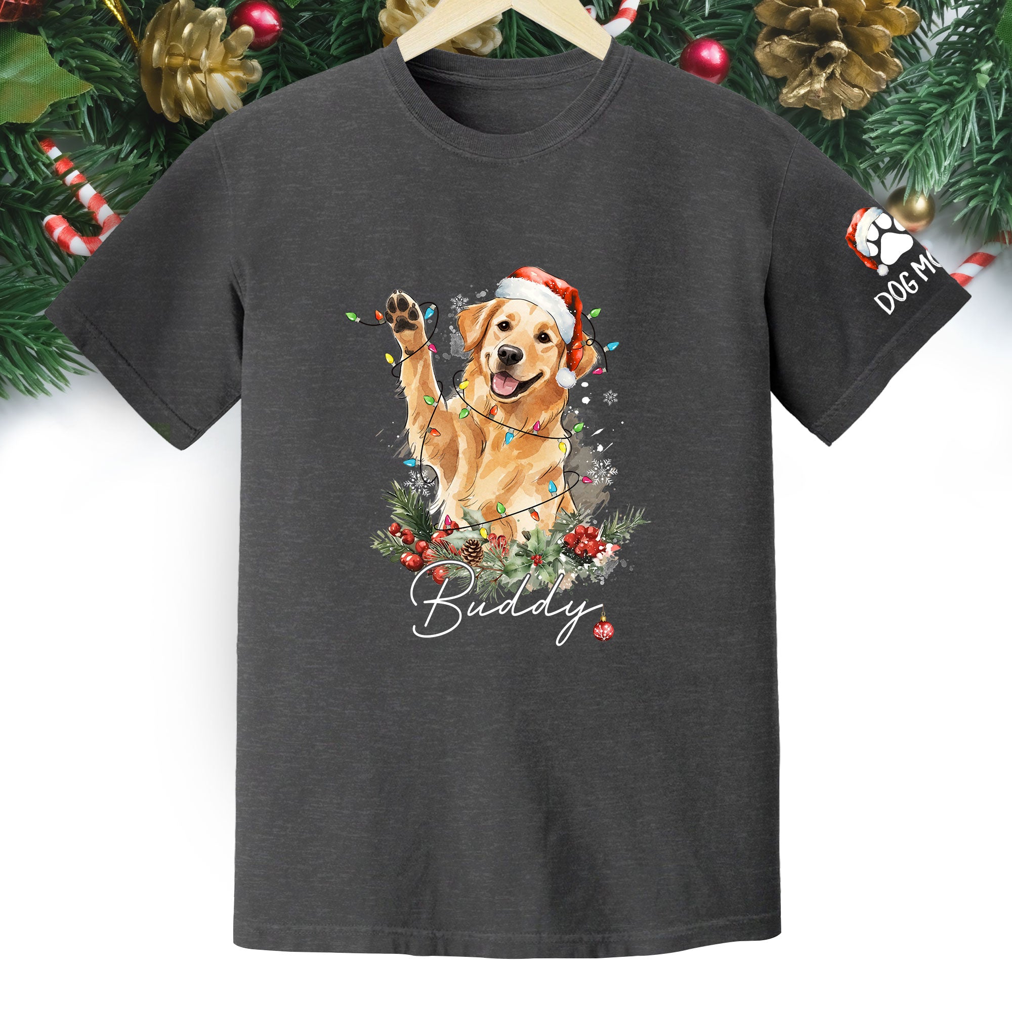 Custom Pet Photo T-Shirt – Personalized Dog Christmas Tee, Funny Gift for Dog Lovers
