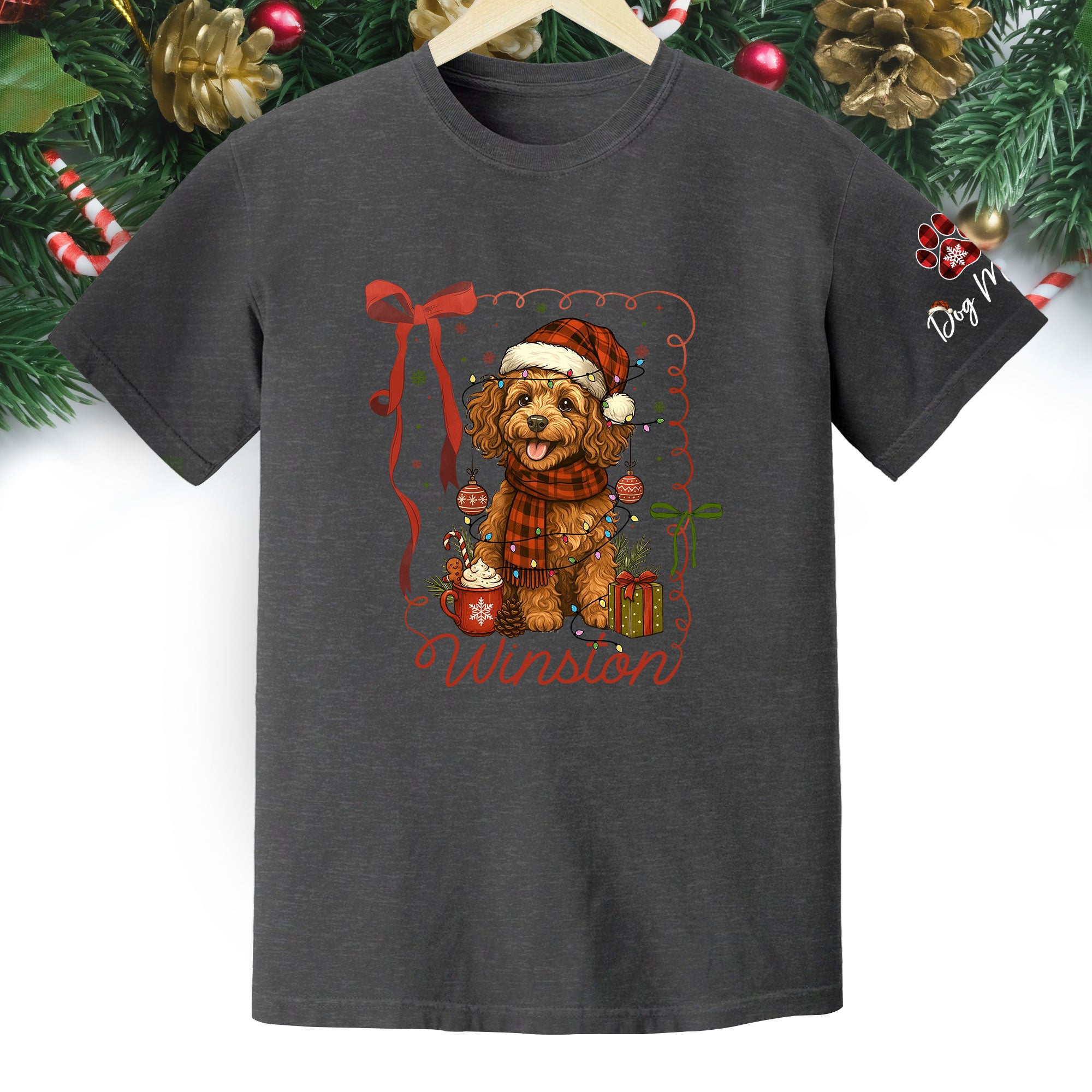 Dog Mom Christmas Shirt – Custom Pet Face T-Shirt, Personalized Holiday Gift Idea