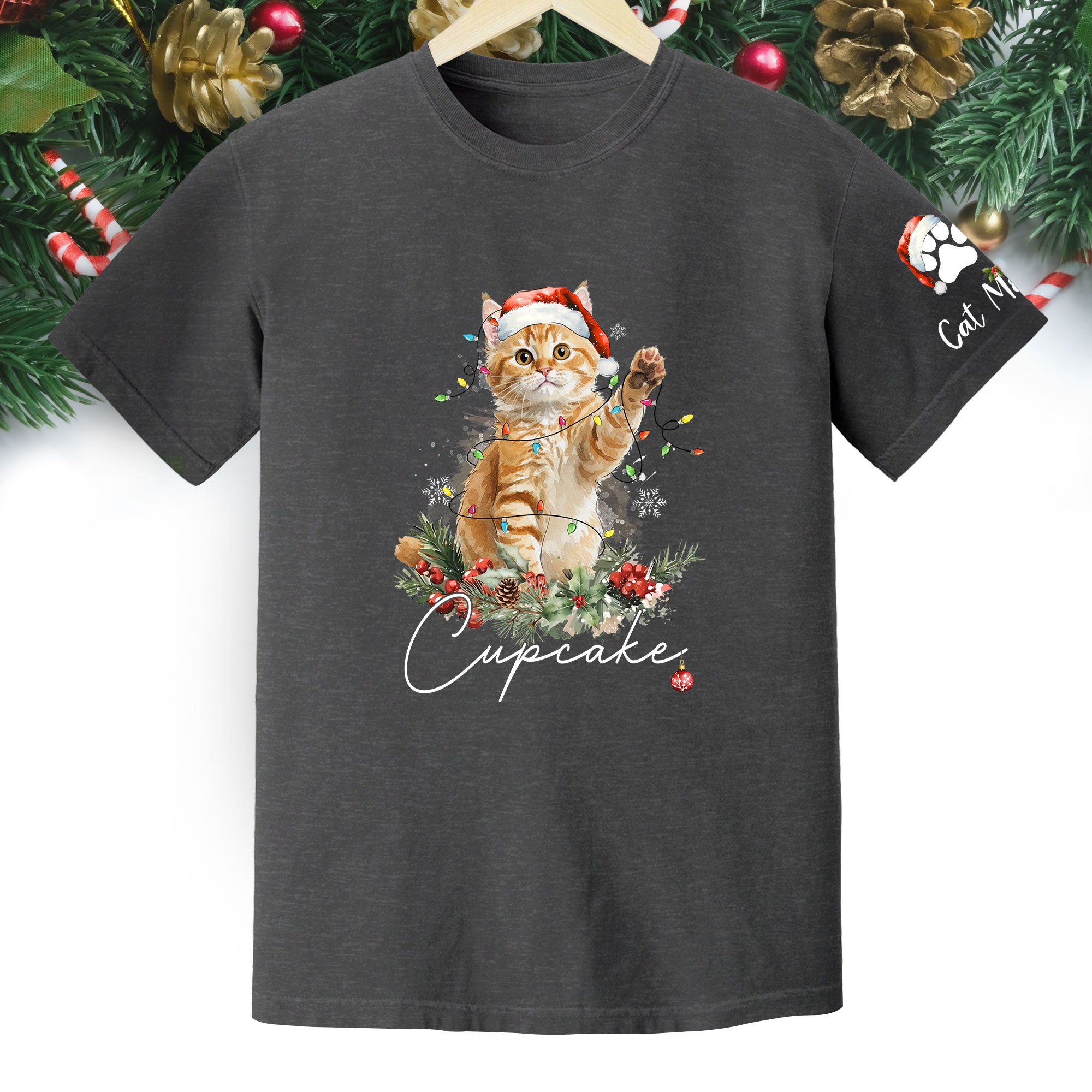 Custom Cat Lover T-Shirt – Personalized Pet Photo Christmas Shirt, Cute Gift for Pet Lovers