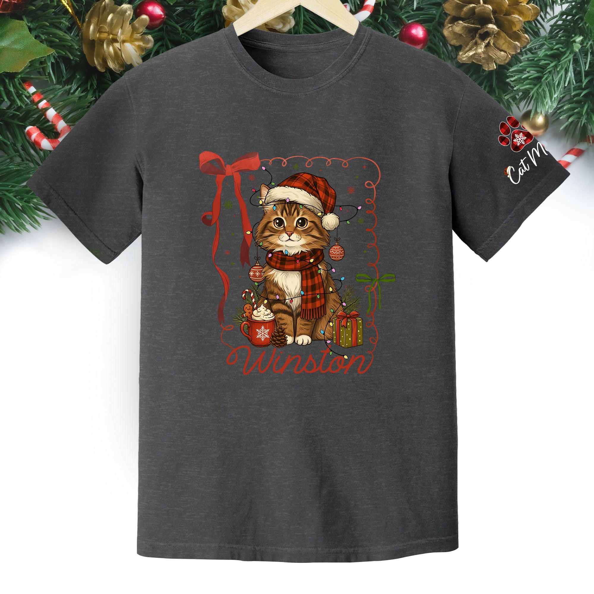 Custom Pet Christmas Shirt – Personalized Cat Photo Tee, Funny Holiday Gift for Pet Lovers