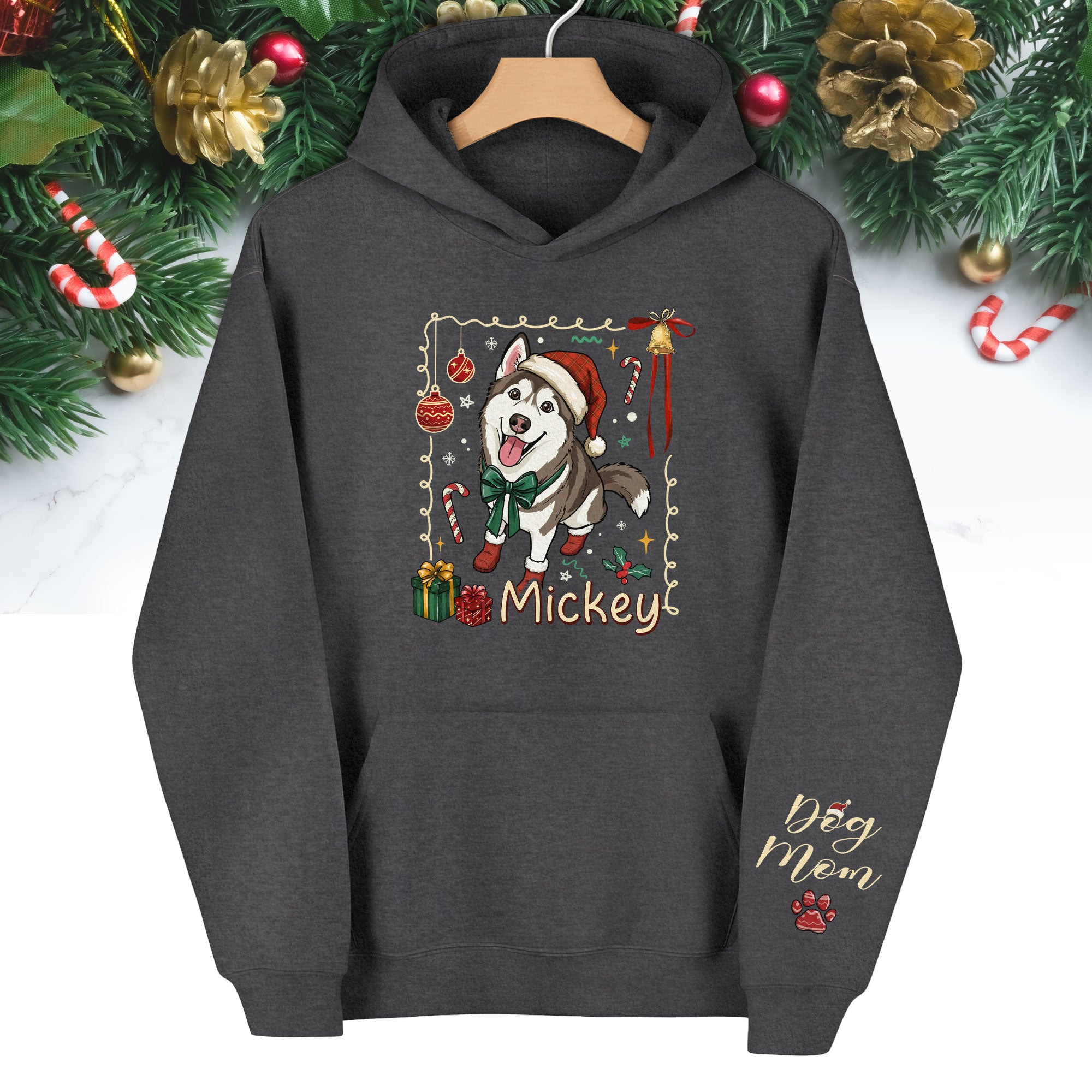 Custom Dog Christmas Hoodie – Personalized Pet Photo Gift for Dog Moms
