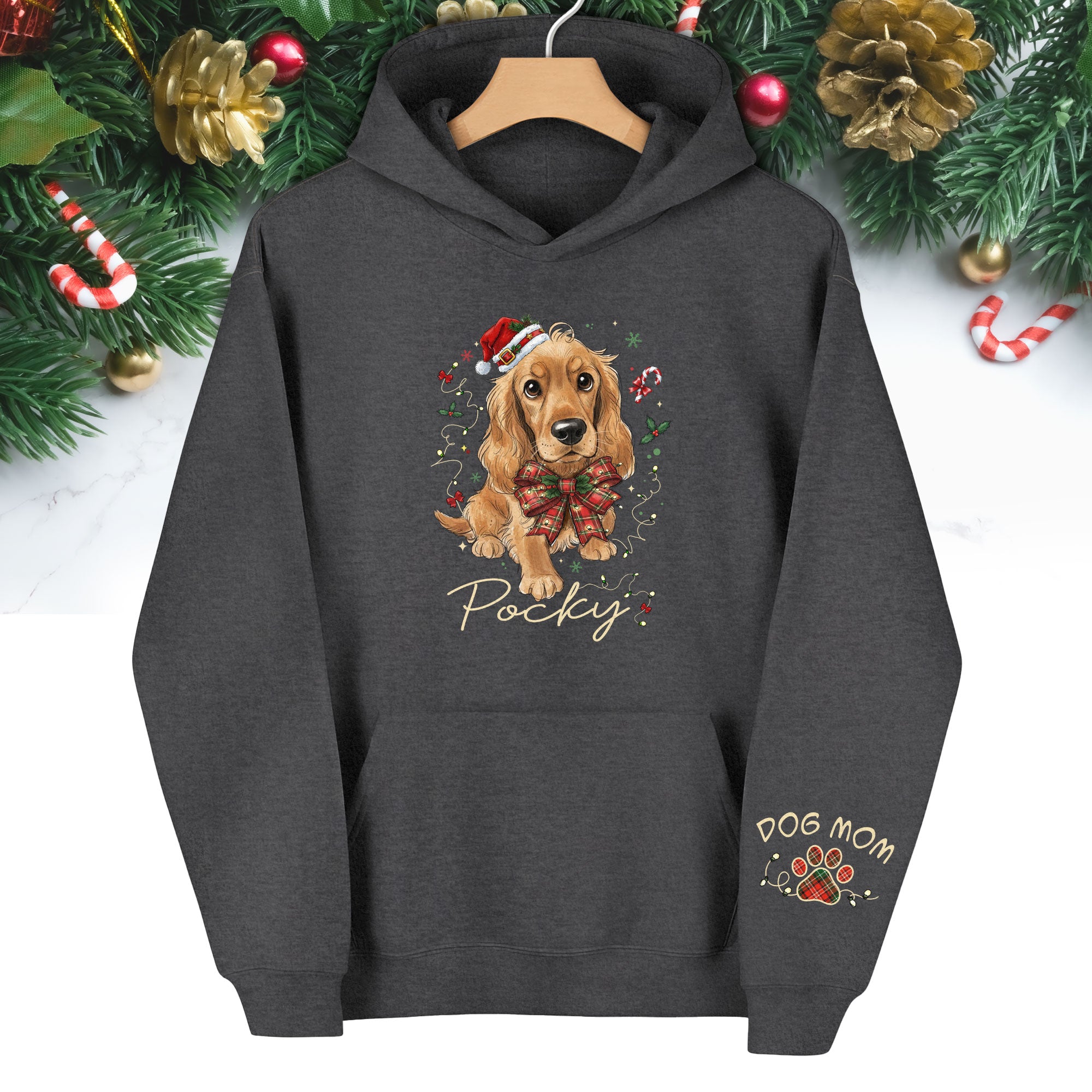 Custom Christmas Dog Hoodie – Personalized Pet Photo Gift for Dog Moms