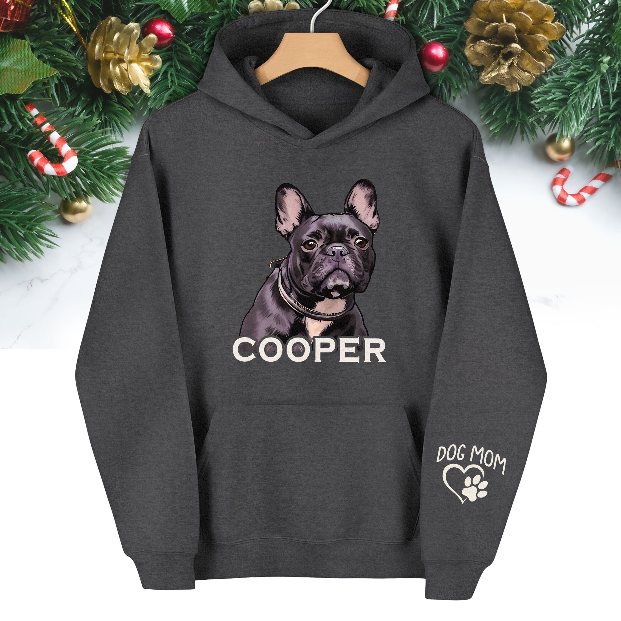 Custom Dog Mom Hoodie – Personalized Pet Portrait & Name, Cute Dog Lover Gift