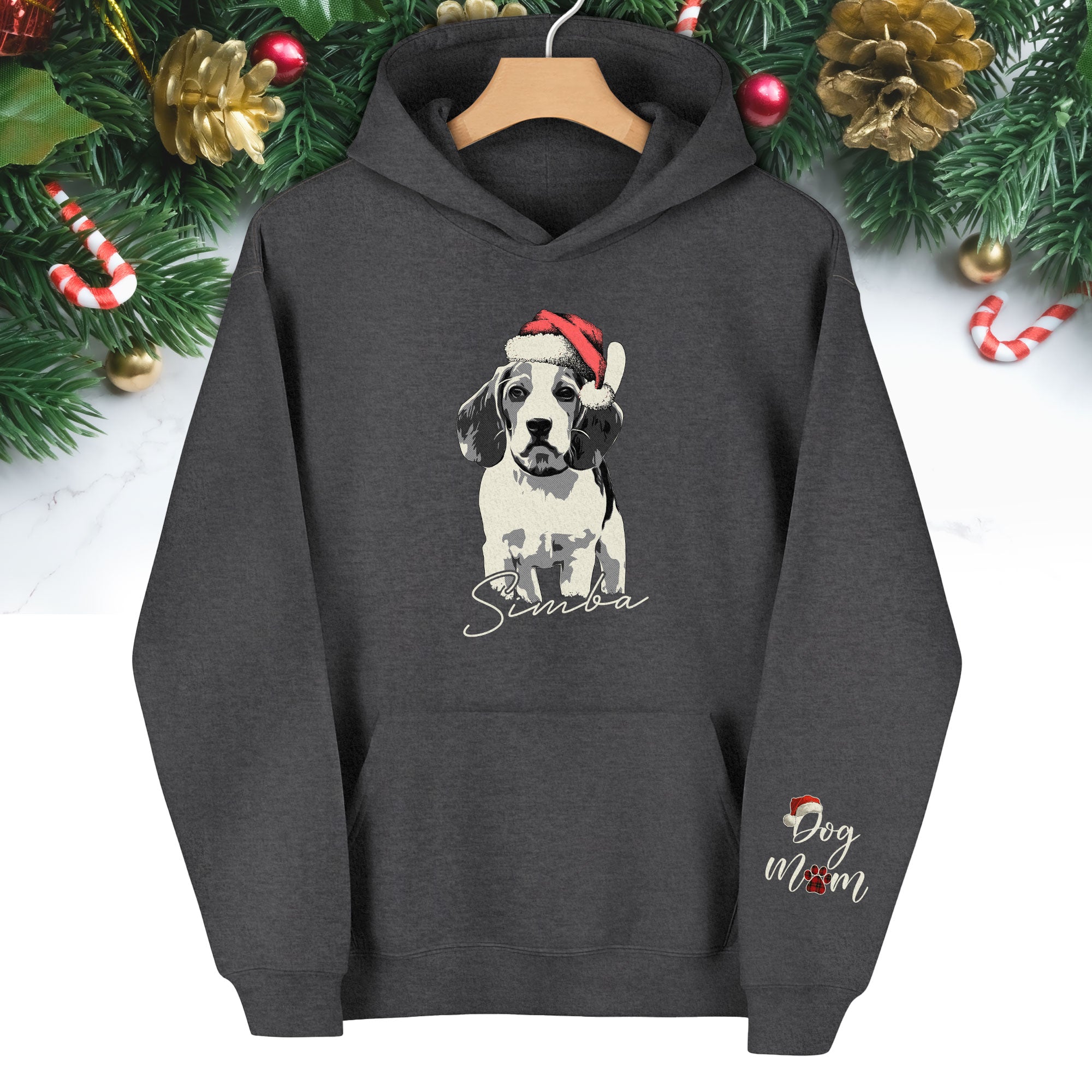 Custom Pet Photo Hoodie – Personalized Dog Hoodie with Christmas Design for Dog Lovers