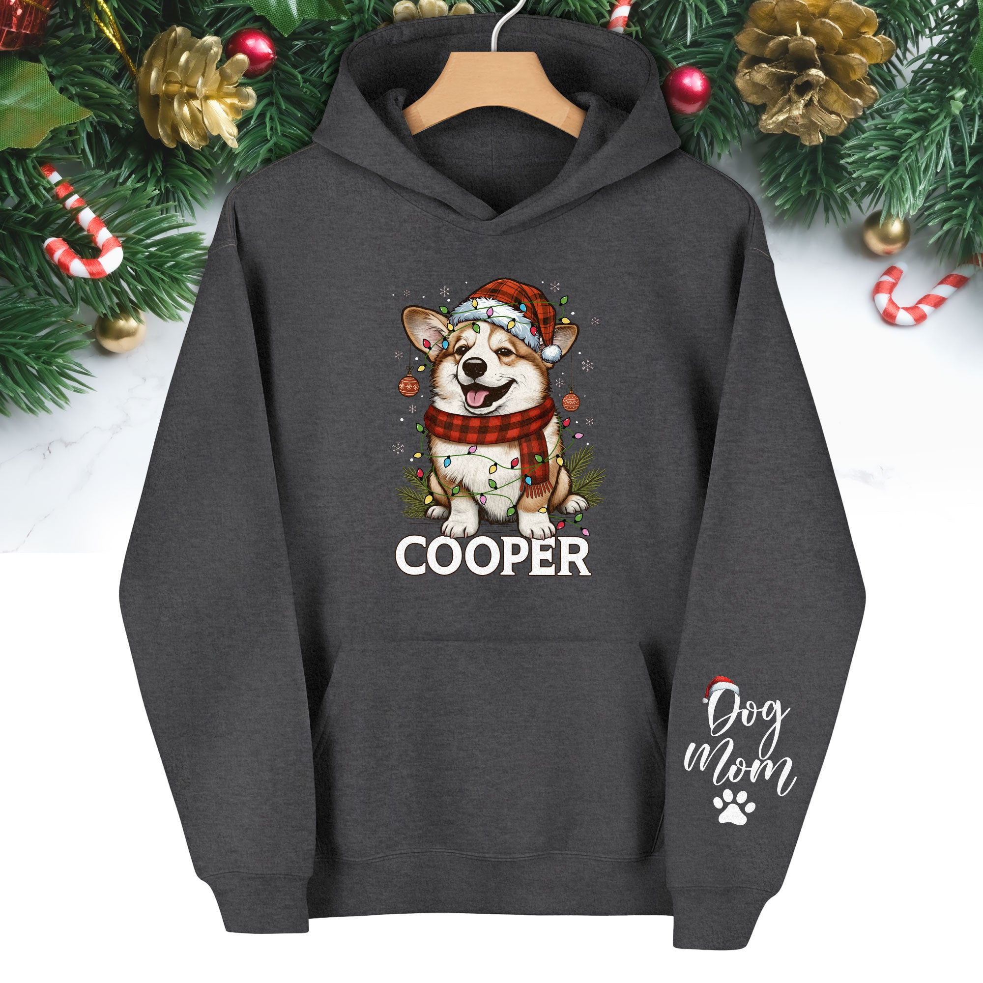 Custom Dog Mom Hoodie – Personalized Pet Photo Christmas Hoodie, Cute Gift for Dog Lovers