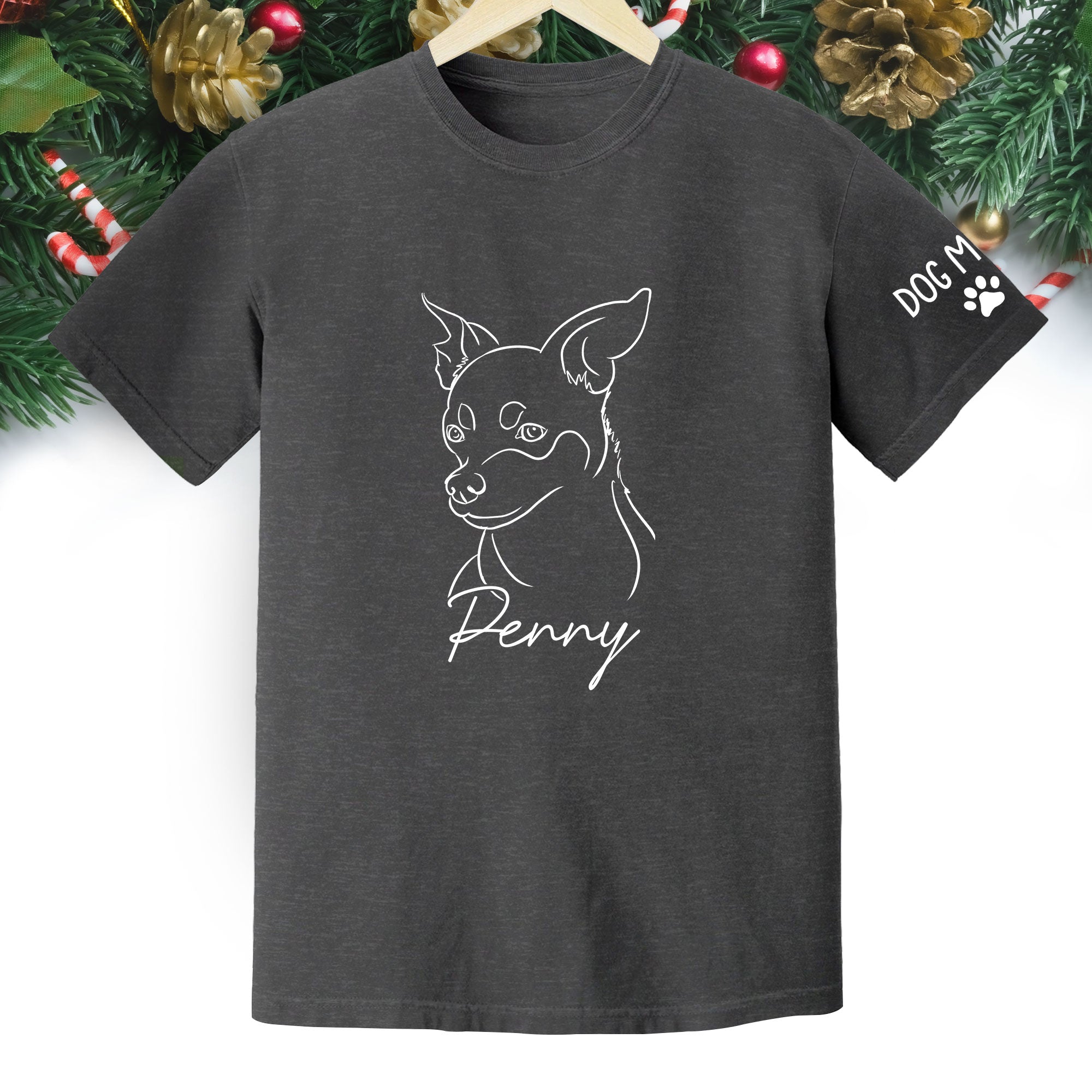 Personalized Dog Mom T-Shirt – Custom Dog Line Art Tee with Pet Name, Unique Gift for Dog Lovers