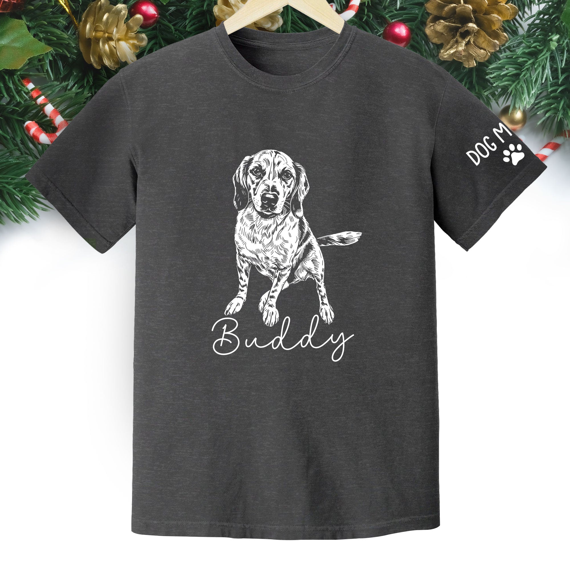 Personalized Dog Mom T-Shirt, Custom Dog Line Art Tee with Pet Name, Unique Gift for Dog Lovers