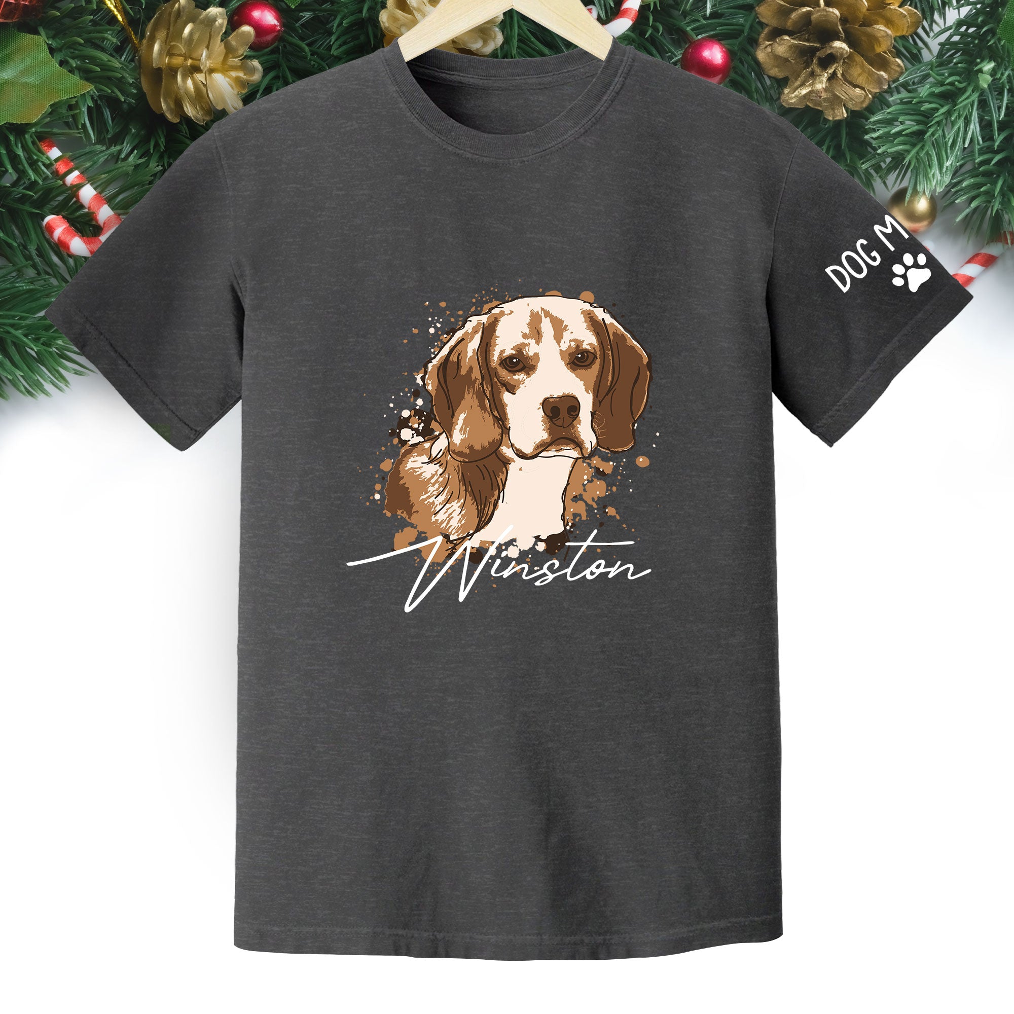 Personalized Dog Mom T-Shirt – Custom Dog Portrait Shirt with Pet Photo & Name, Unique Gift for Pet Lovers