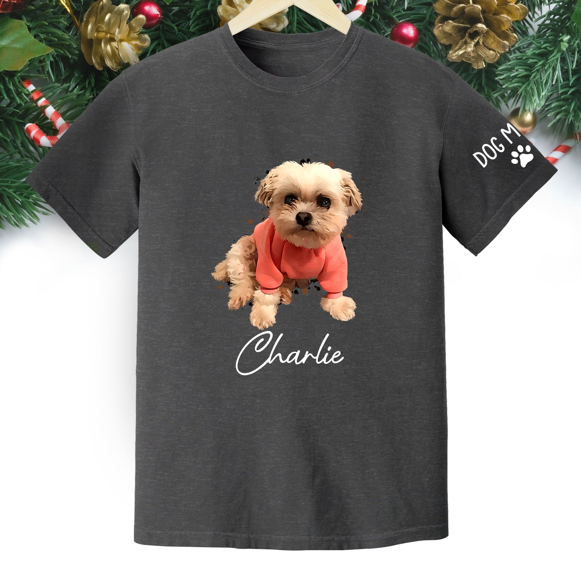 Personalized Dog Mom T-Shirt – Custom Dog Photo Shirt with Pet Name, Cute Gift for Pet Lovers