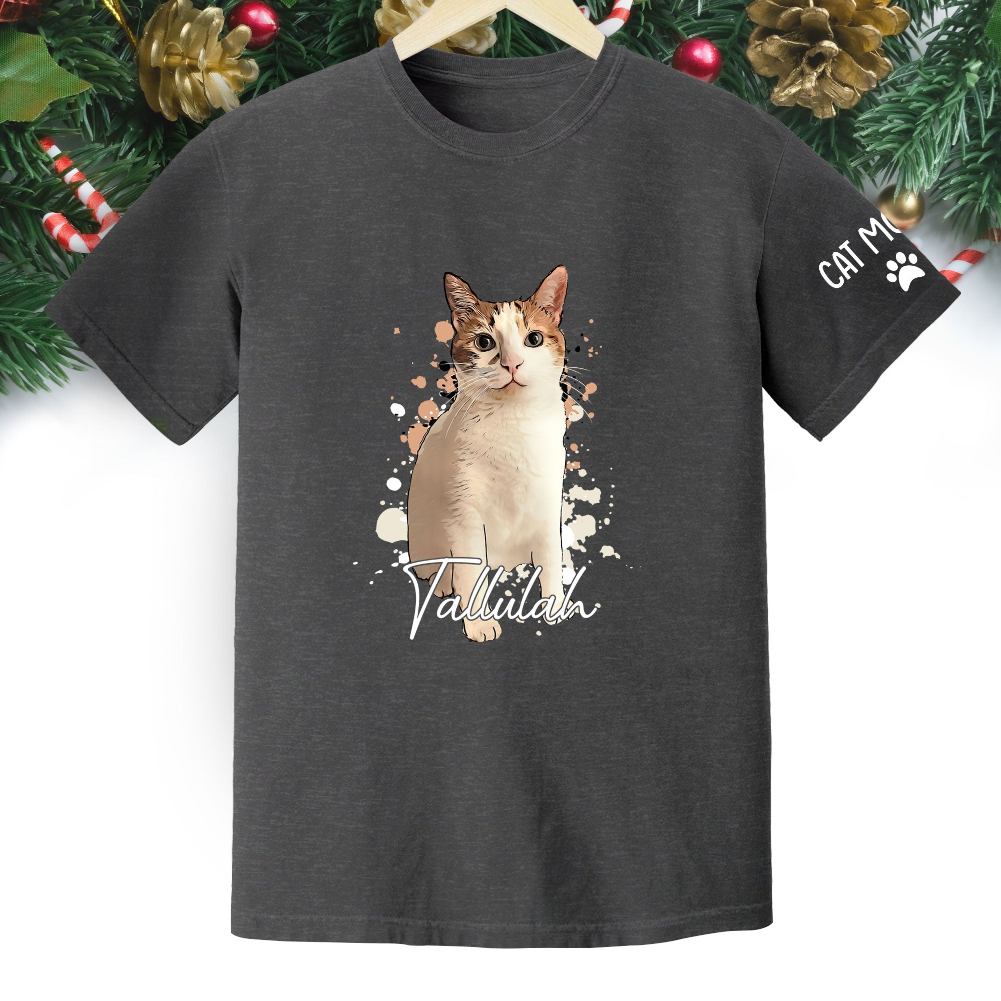 Personalized Cat Mom T-Shirt – Custom Cat Photo Shirt with Pet Name, Unique Gift for Cat Lovers