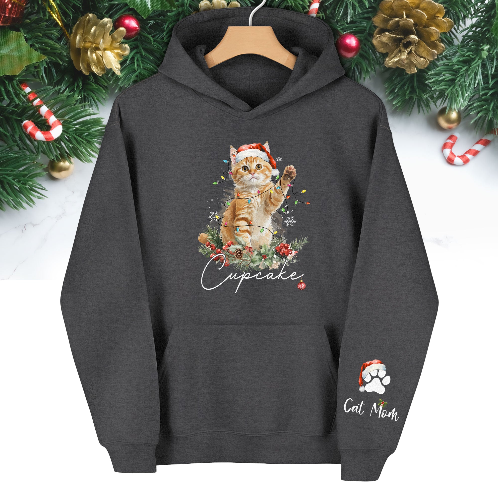 Custom Cat Mom Hoodie – Personalized Pet Photo Hoodie, Cute Christmas Gift for Women