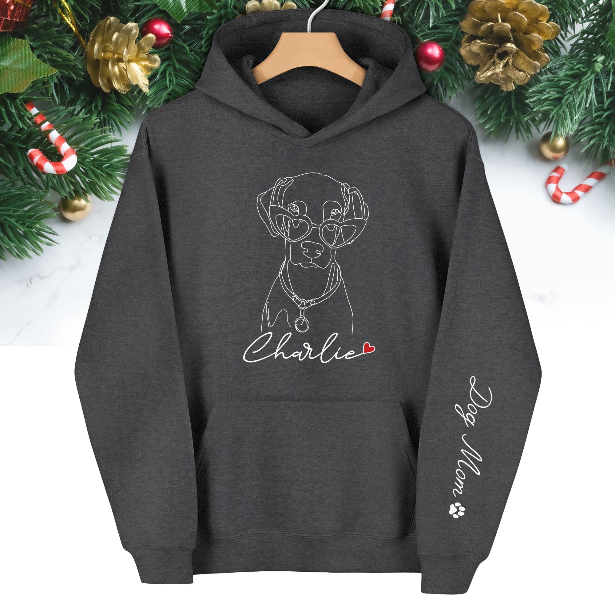 Custom Line Art Dog Hoodie – Personalized Pet Drawing & Name Gift for Pet Owners