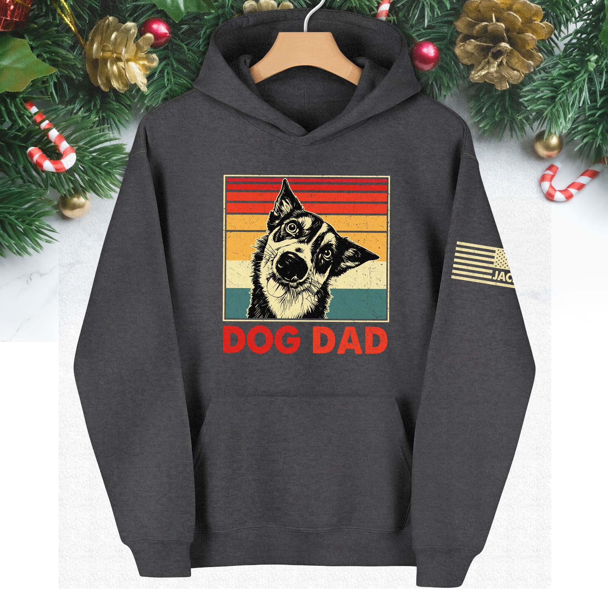 Custom Dog Dad Hoodie – Personalized Pet Photo Retro Hoodie, Gift for Dog Lovers