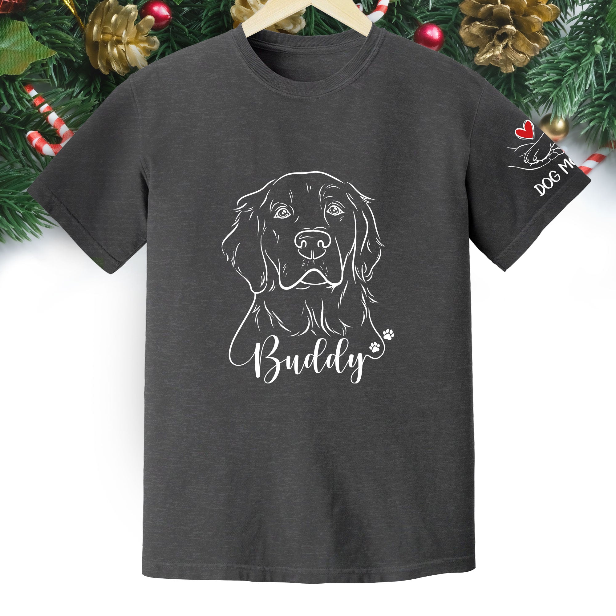 Custom Dog Mom T-Shirt – Personalized Line Art Dog Drawing, Unique Gift for Pet Lovers