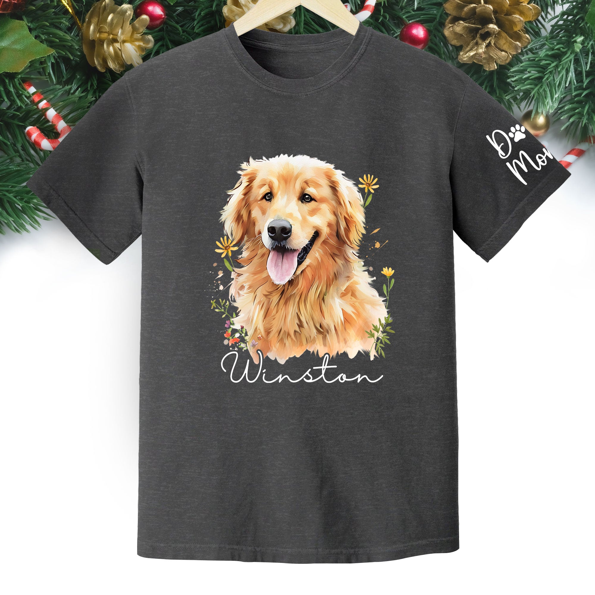Custom Pet Portrait T-Shirt – Personalized Dog Lover Tee, Unique Gift for Dog Mom & Dog Dad