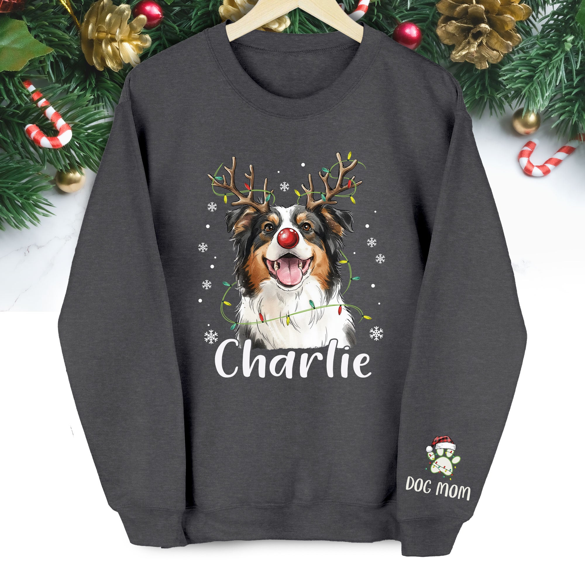 Personalized Dog Mom Sweatshirt with Custom Pet Face – Cozy Gift for Pet Owners