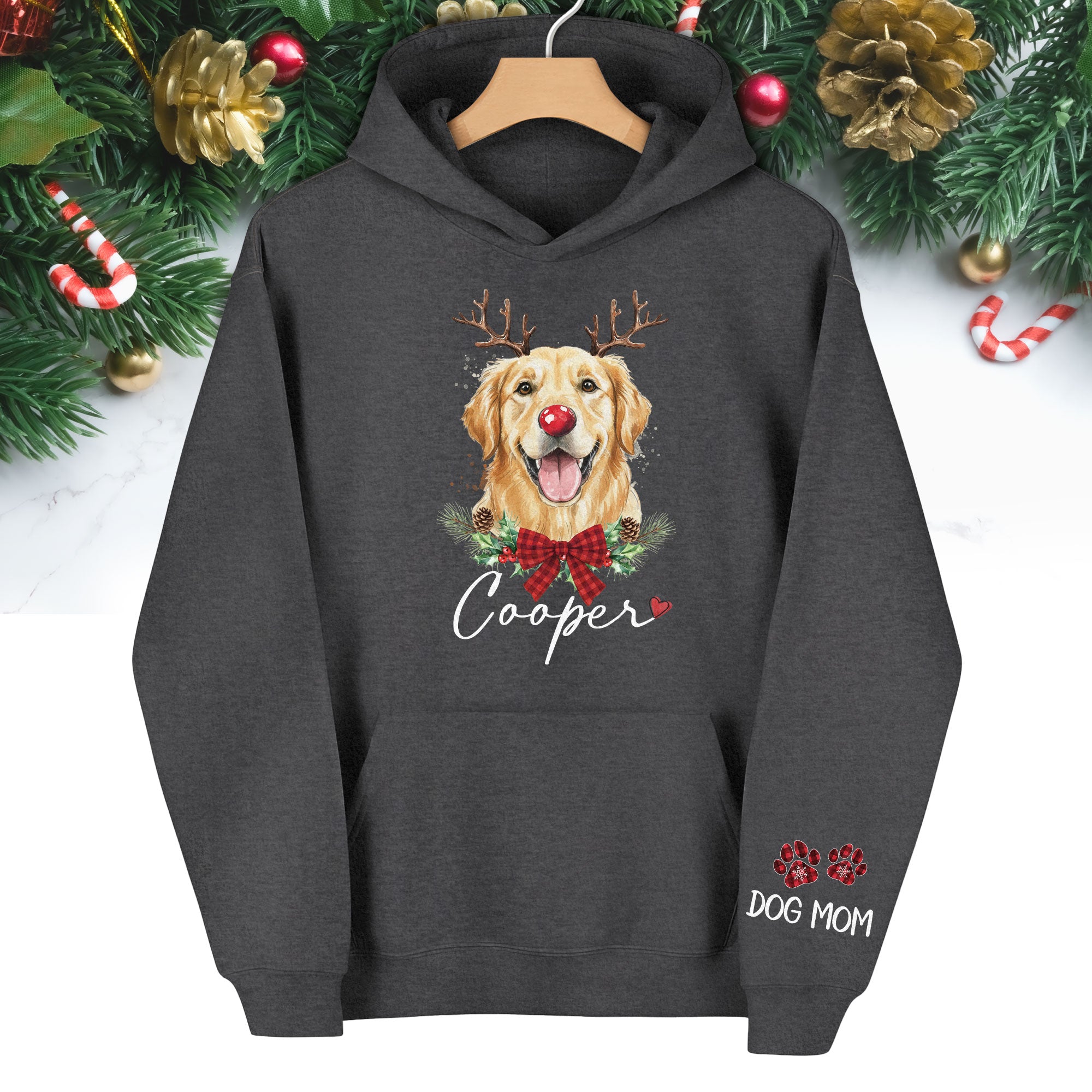 Dog Mom Christmas Hoodie – Cozy Holiday Sweatshirt for Pet Lovers