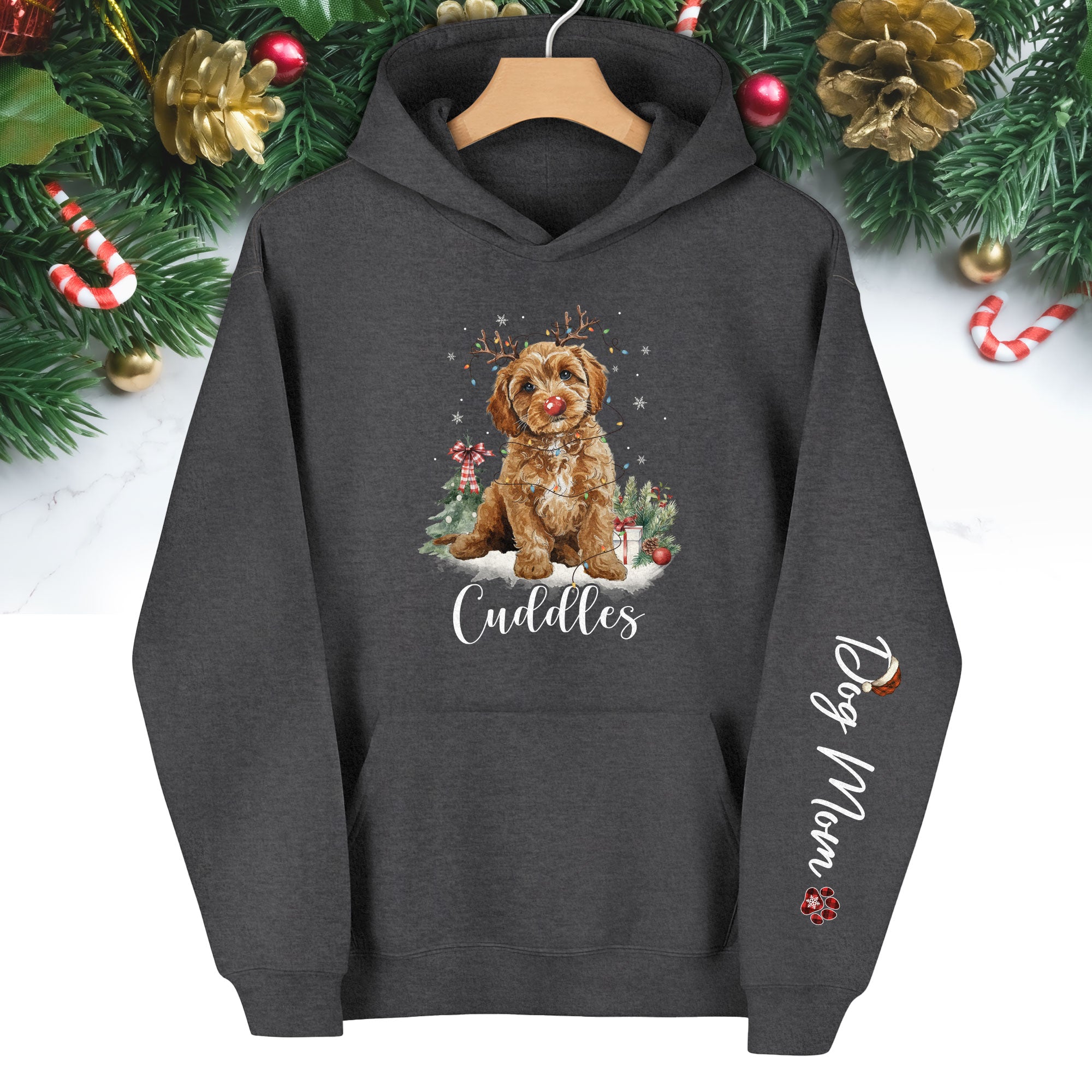 Holiday Dog Mom Hoodie – Perfect Christmas Gift for Puppy Lovers