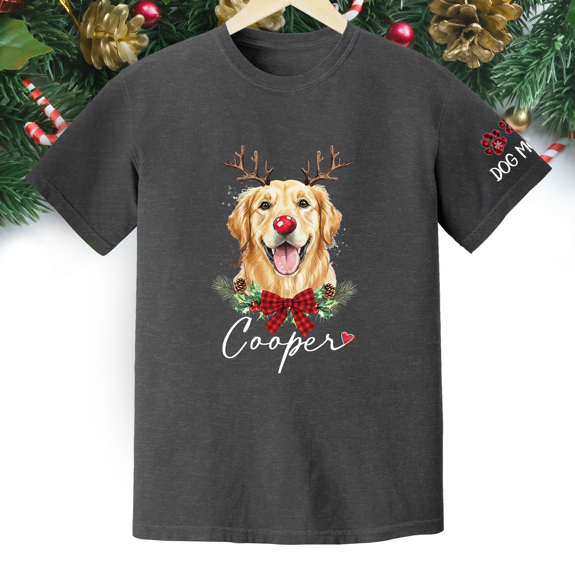 Dog Mom Christmas T-Shirt – Cute Personalized Holiday Tee for Pet Lovers