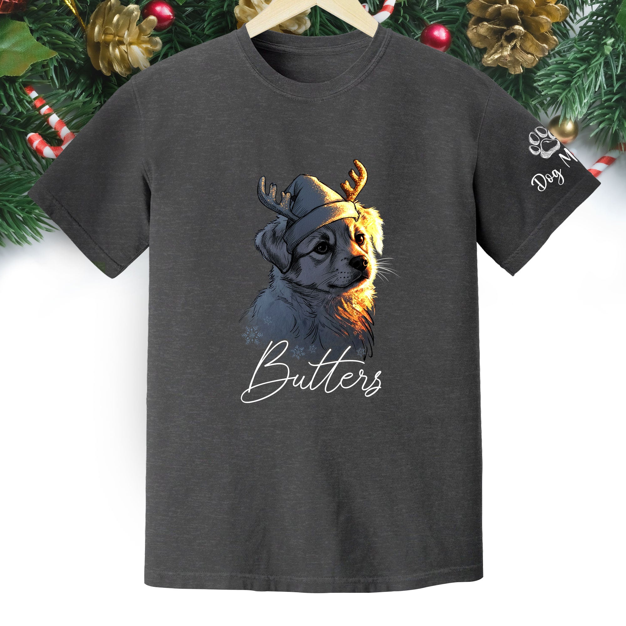 Festive Dog Mom Tee – Christmas Shirt for Women Who Love Their Pup