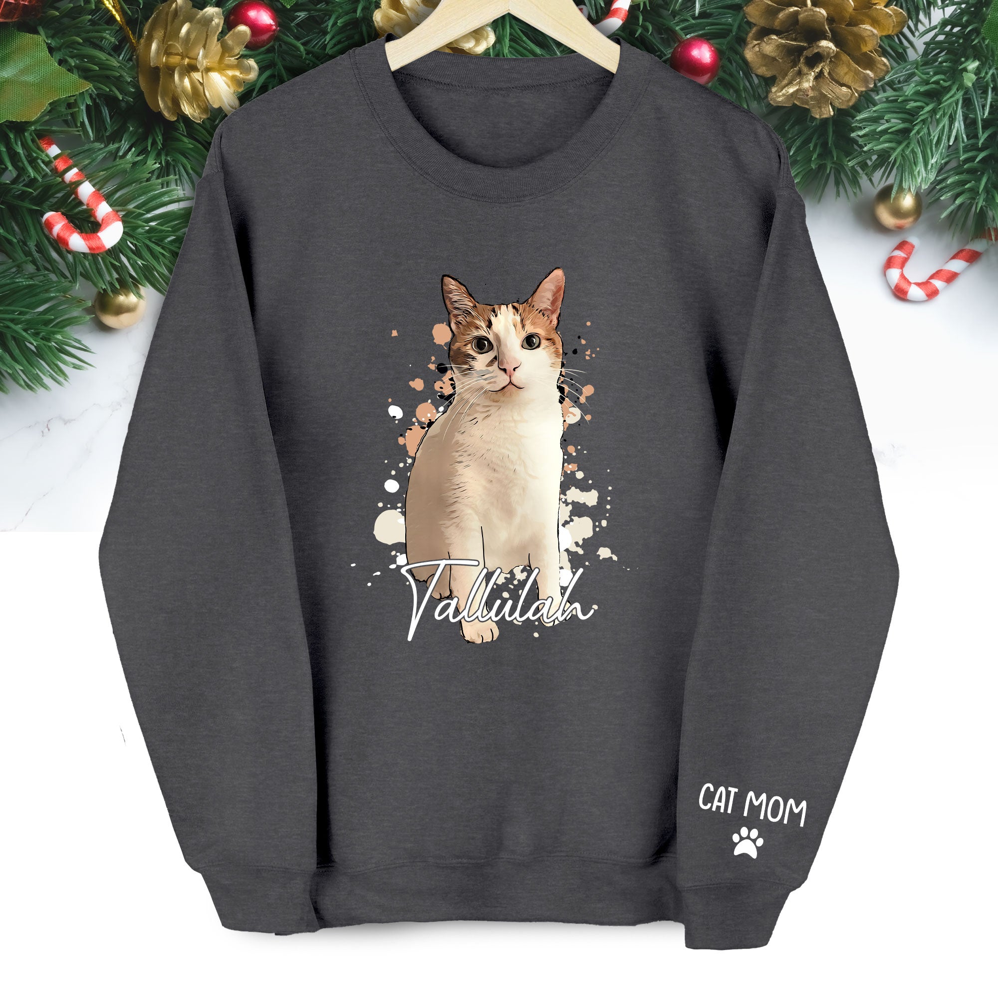 Personalized Cat Mom Sweatshirt – Custom Photo Sweatshirt for Women Cat Lovers
