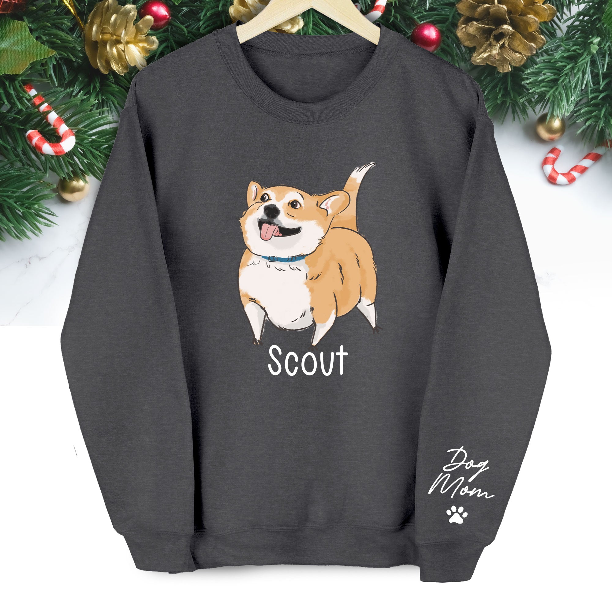 Custom Dog Sweatshirt - Photo & Text Personalized Christmas Gift for Pet Lovers