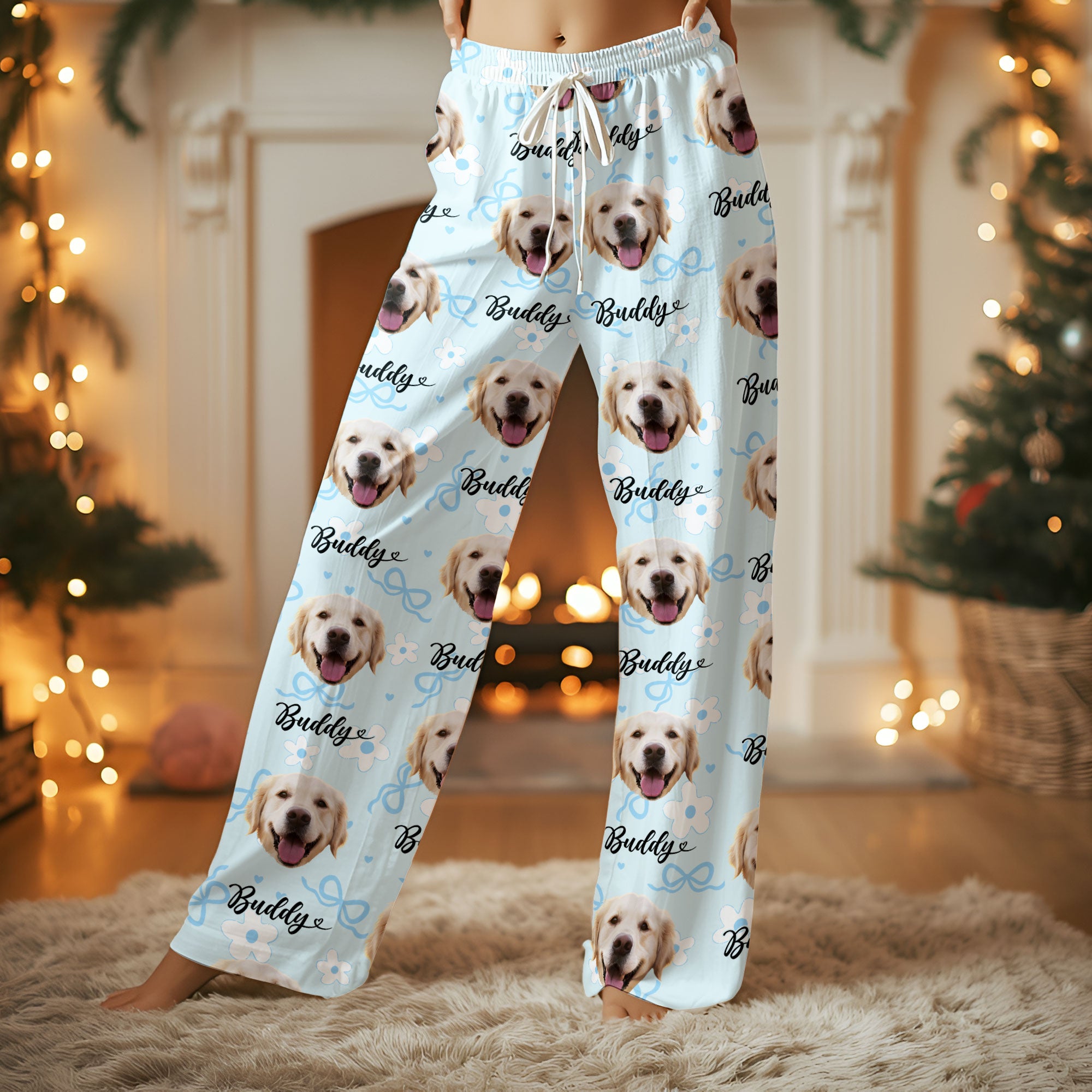 Custom Pet Photo Pajamas – All Over Print Holiday Christmas PJs for Pet Lovers, Cute Dog Mom Gift